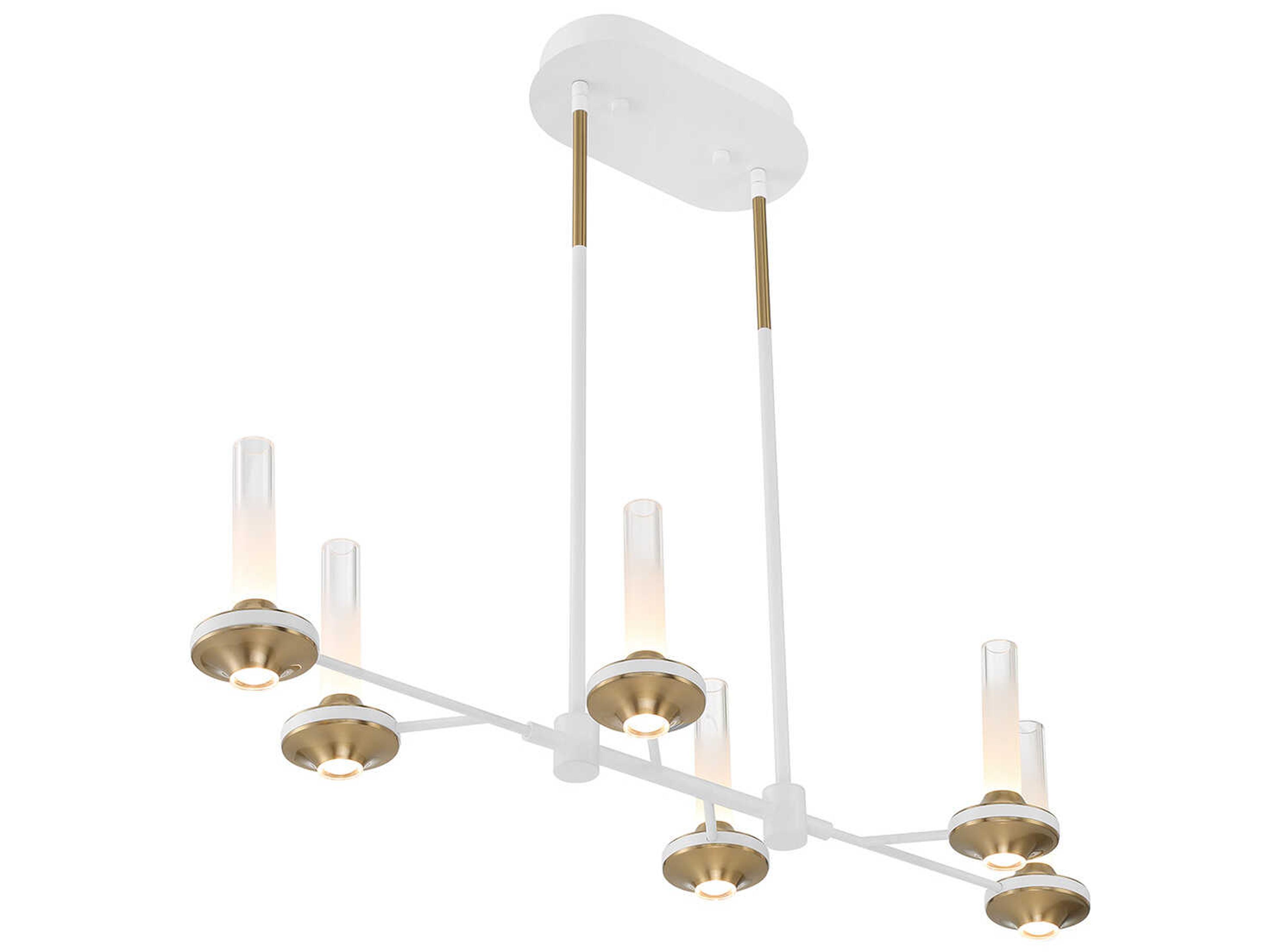 Eurofase Torcia 12-Light White Brass Glass LED Cylinder Linear Island Pendant