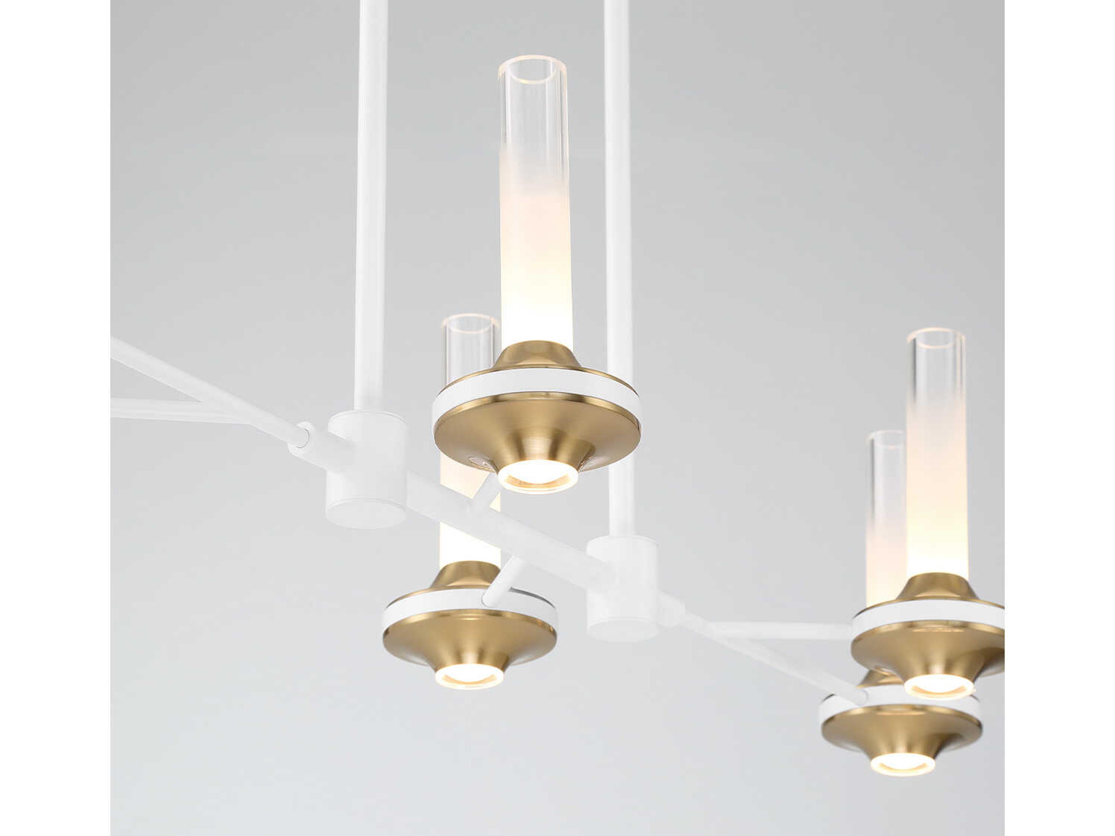 Eurofase Torcia 12-Light White Brass Glass LED Cylinder Linear Island Pendant