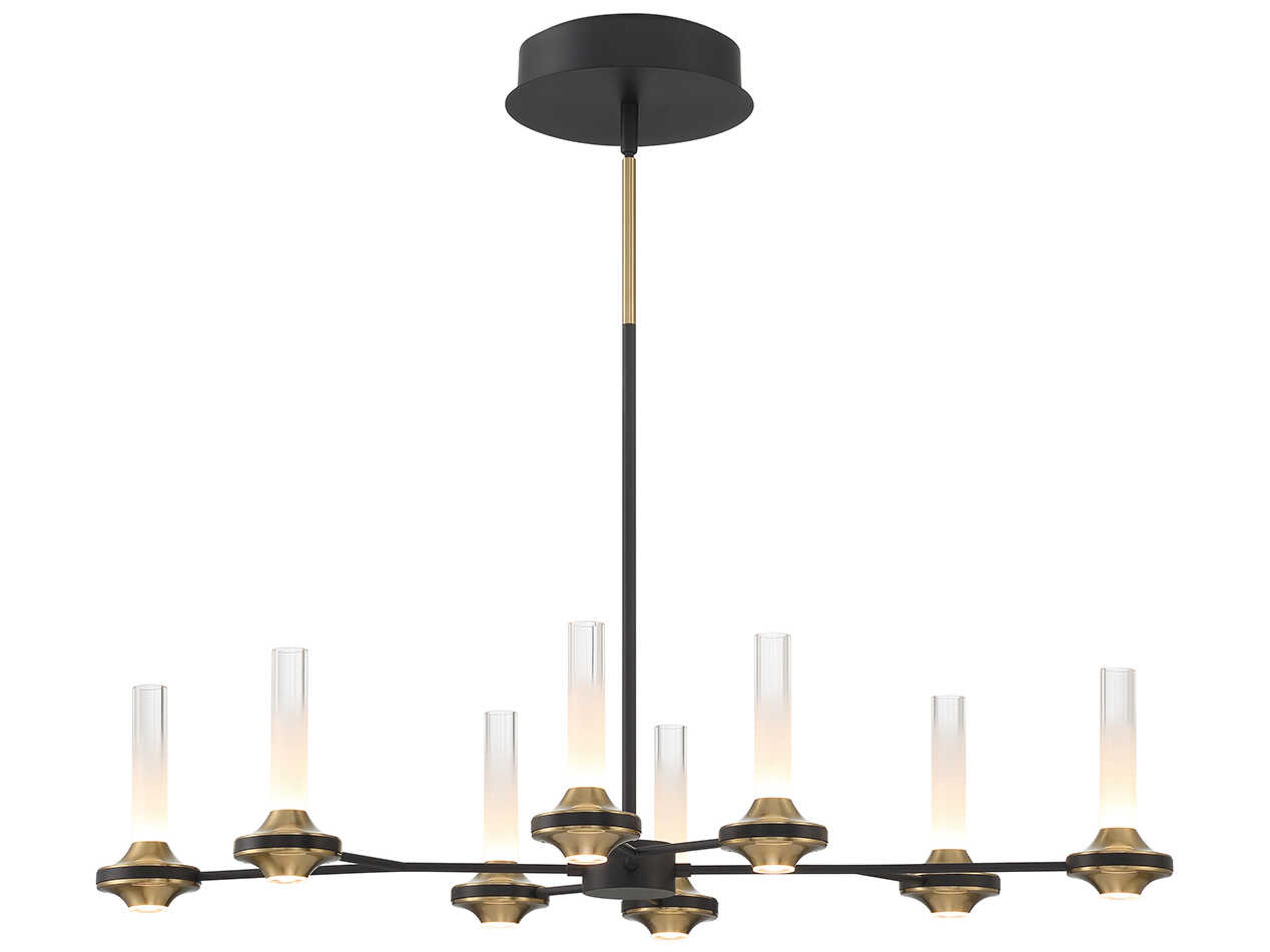 Eurofase Torcia 16-Light6-Light Black Brass Glass LED Cylinder Chandelier