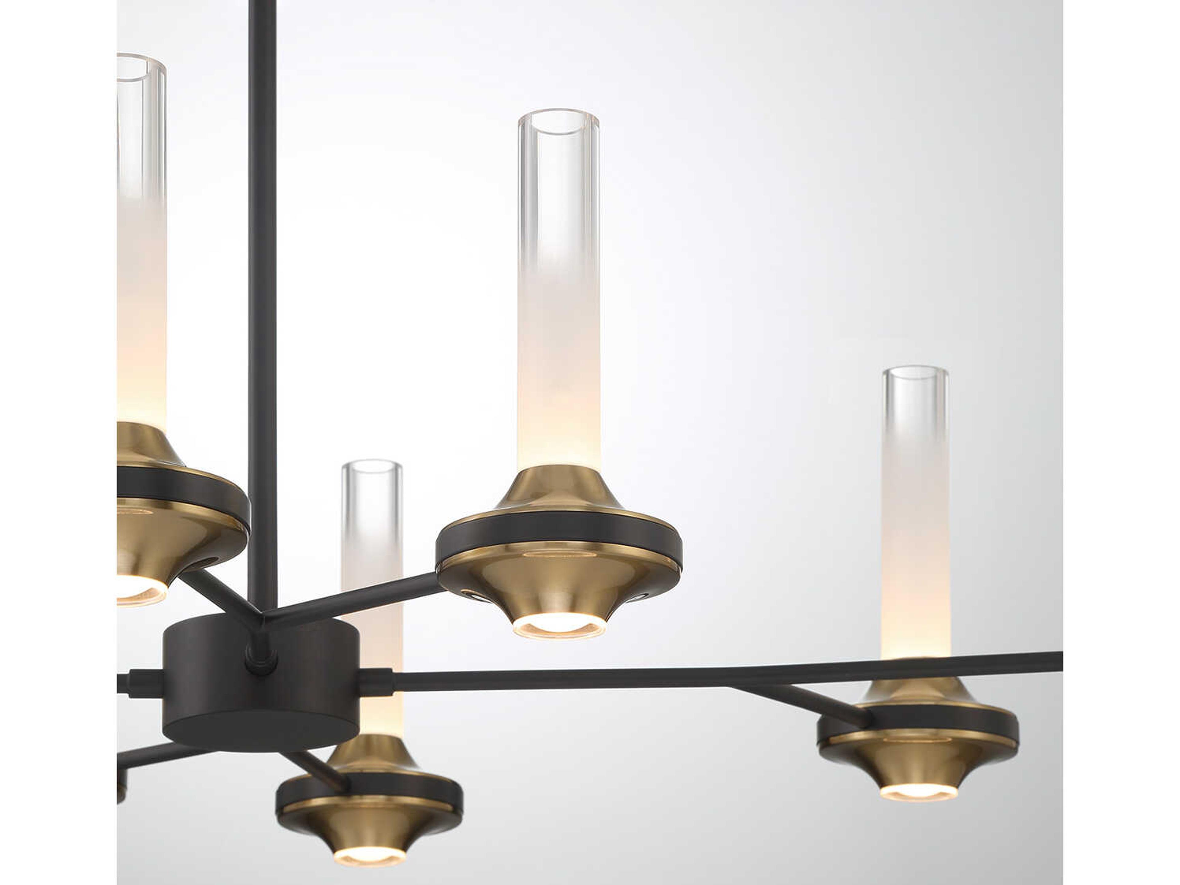 Eurofase Torcia 16-Light6-Light Black Brass Glass LED Cylinder Chandelier