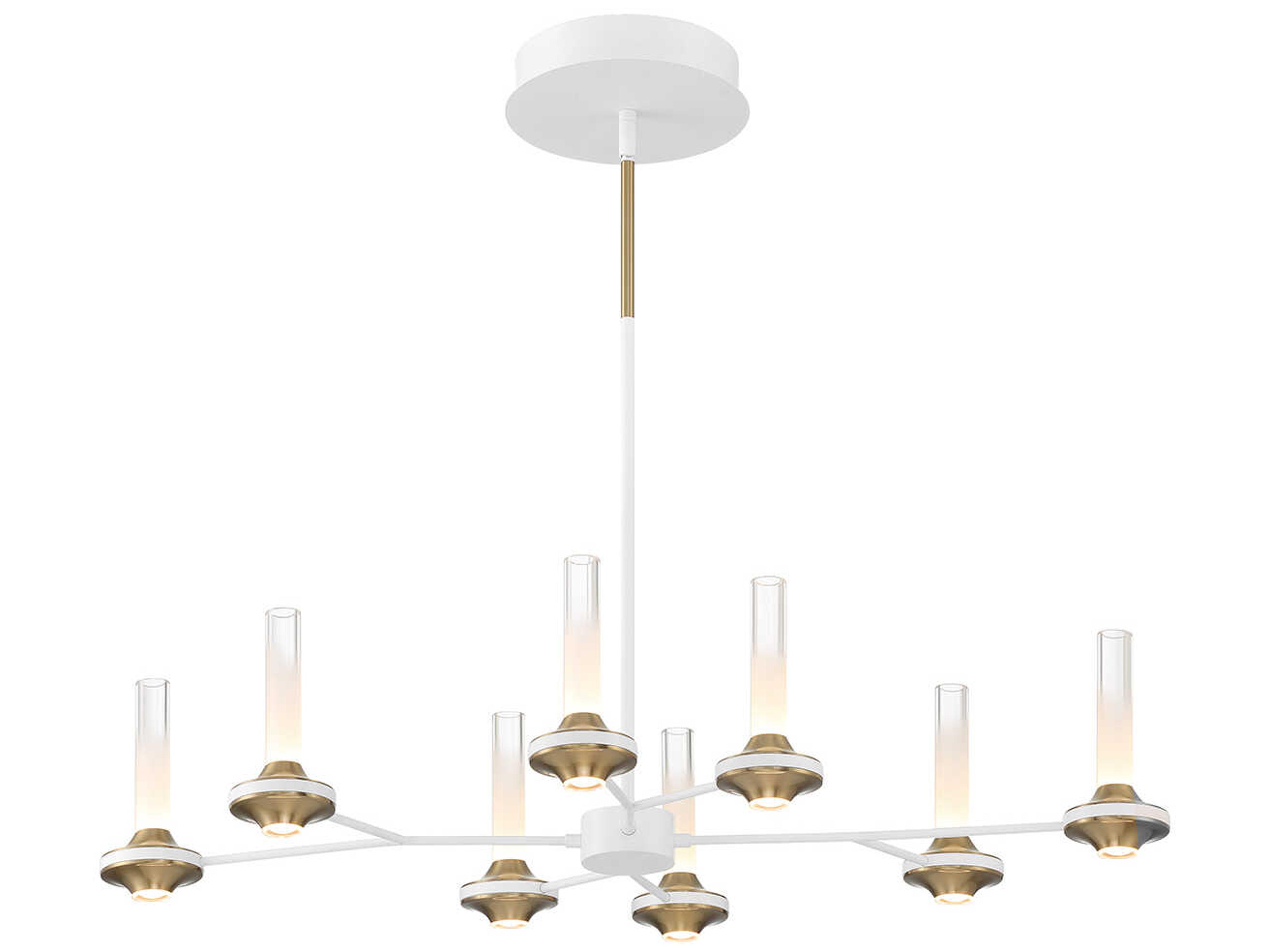 Eurofase Torcia 16-Light6-Light White Brass Glass LED Cylinder Chandelier