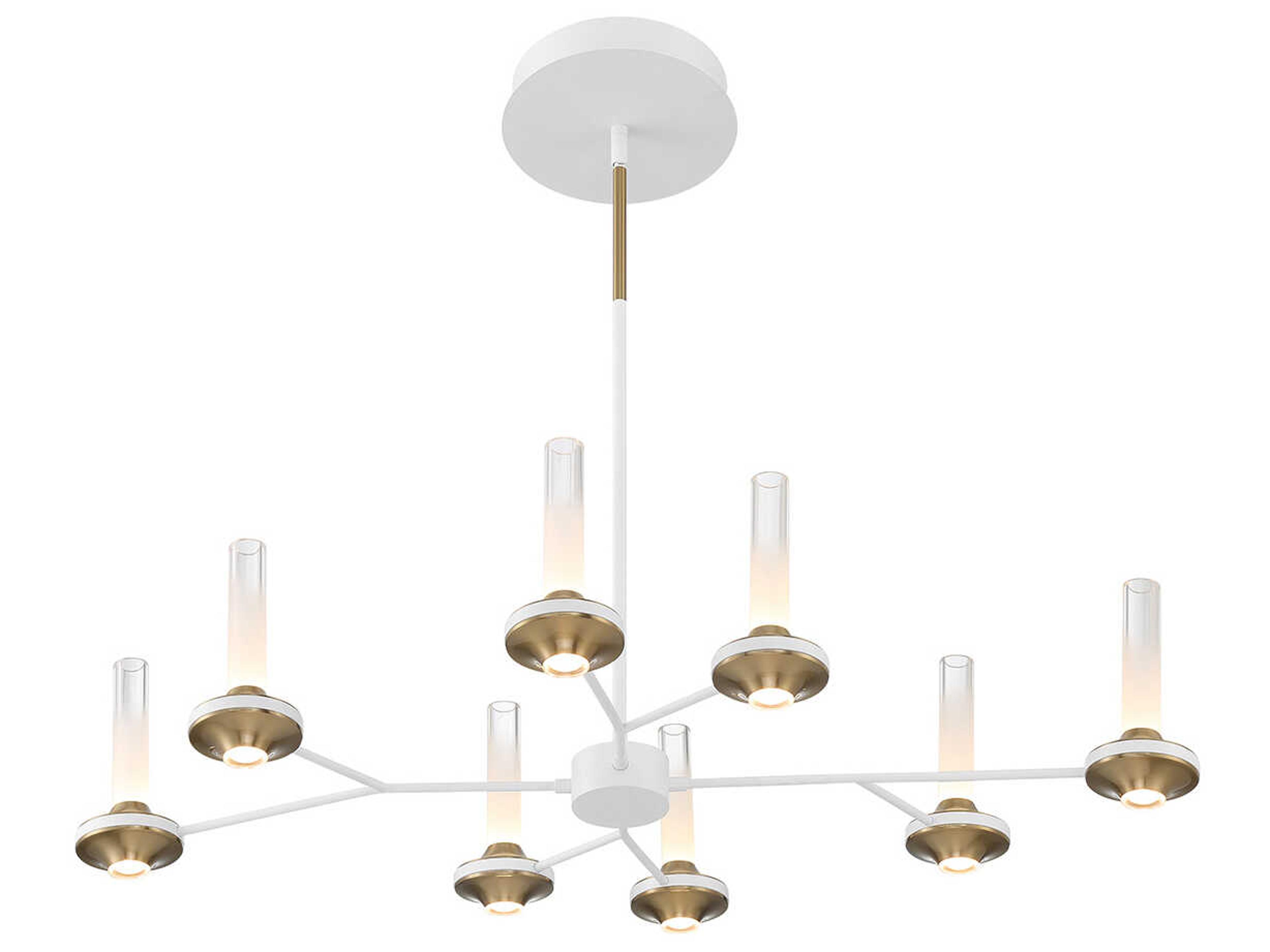 Eurofase Torcia 16-Light6-Light White Brass Glass LED Cylinder Chandelier