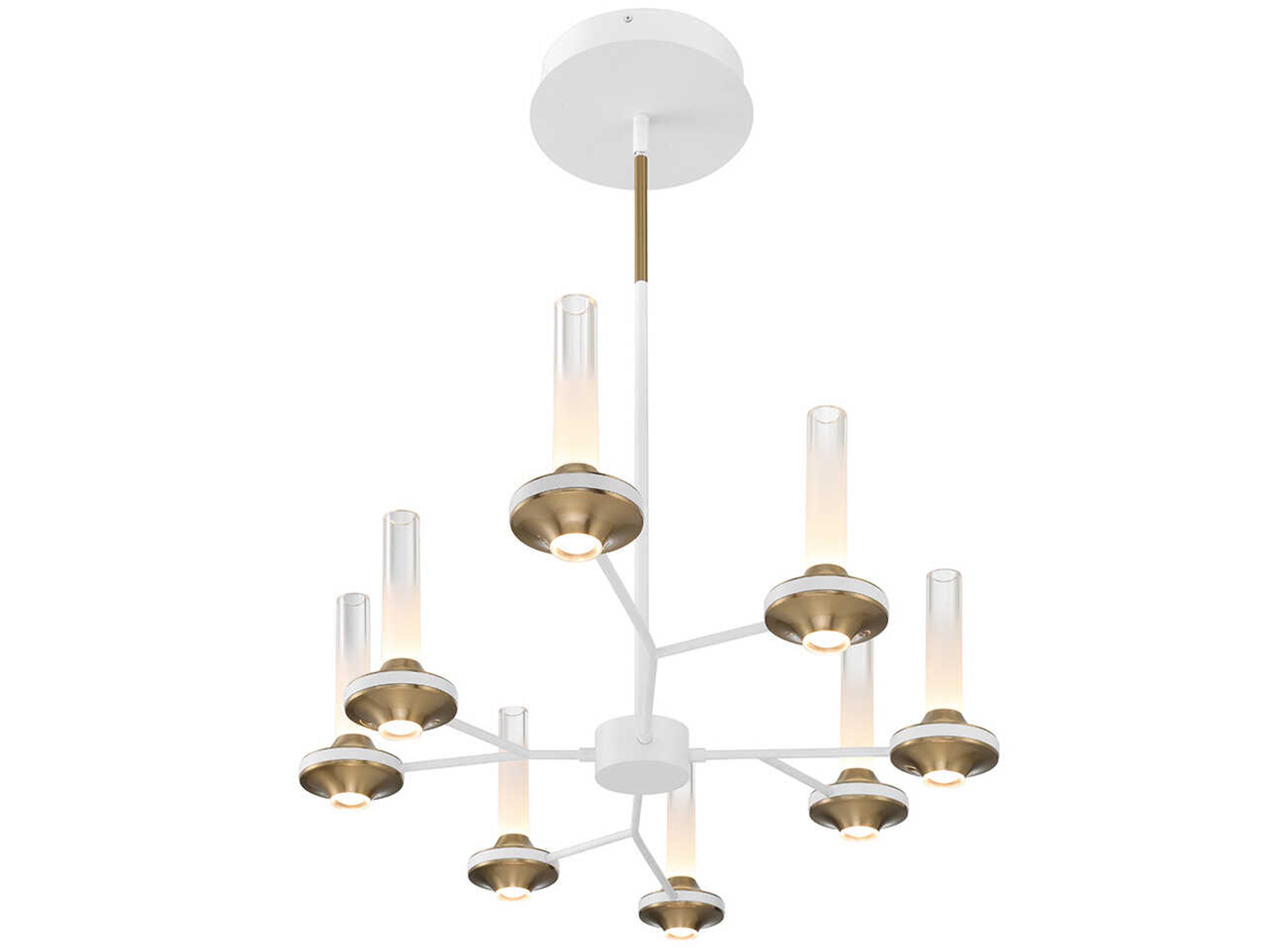 Eurofase Torcia 16-Light6-Light White Brass Glass LED Cylinder Chandelier