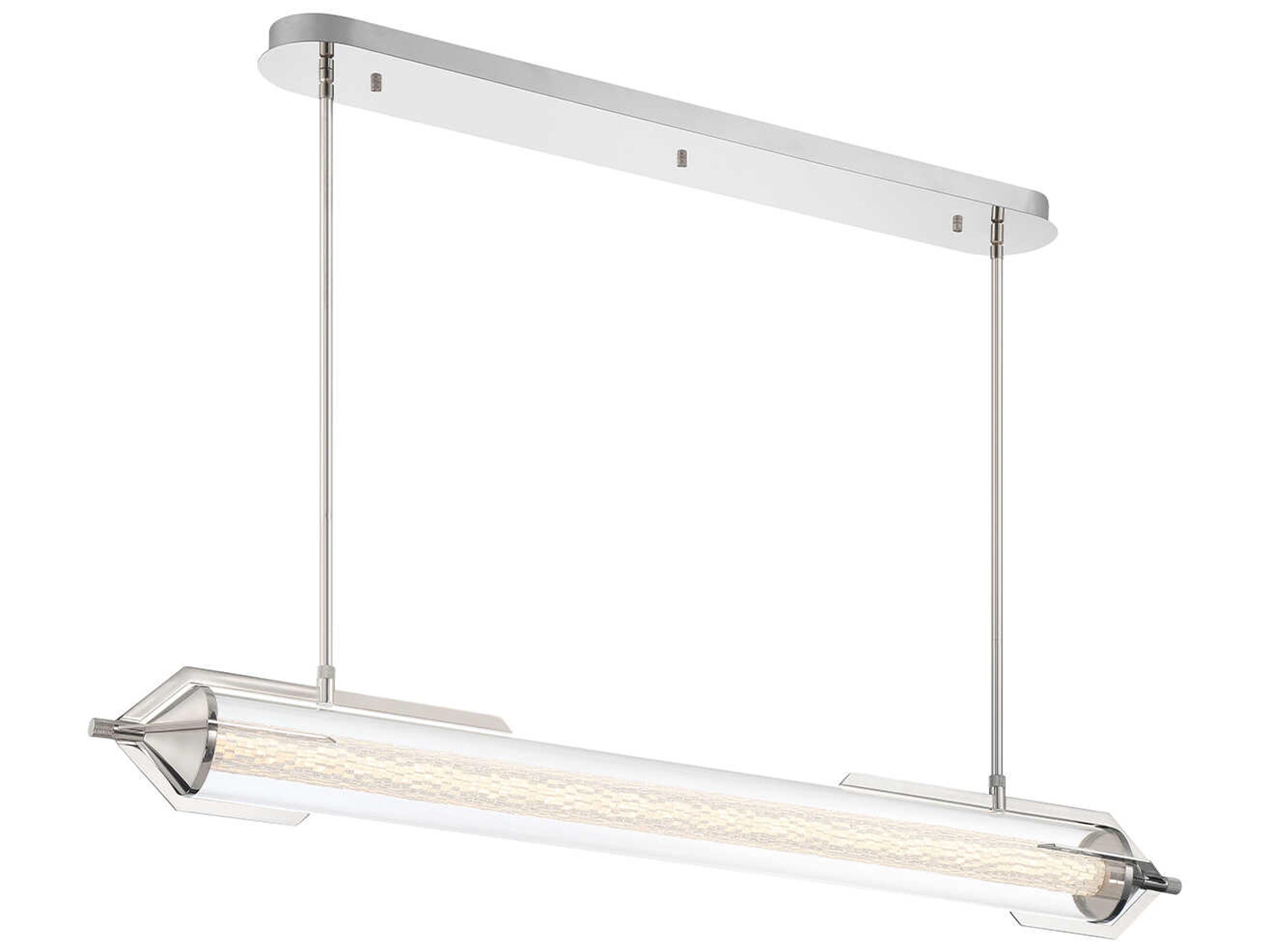 Eurofase Espada 1-Light Polished Nickel Crystal Glass Linear Island Pendant