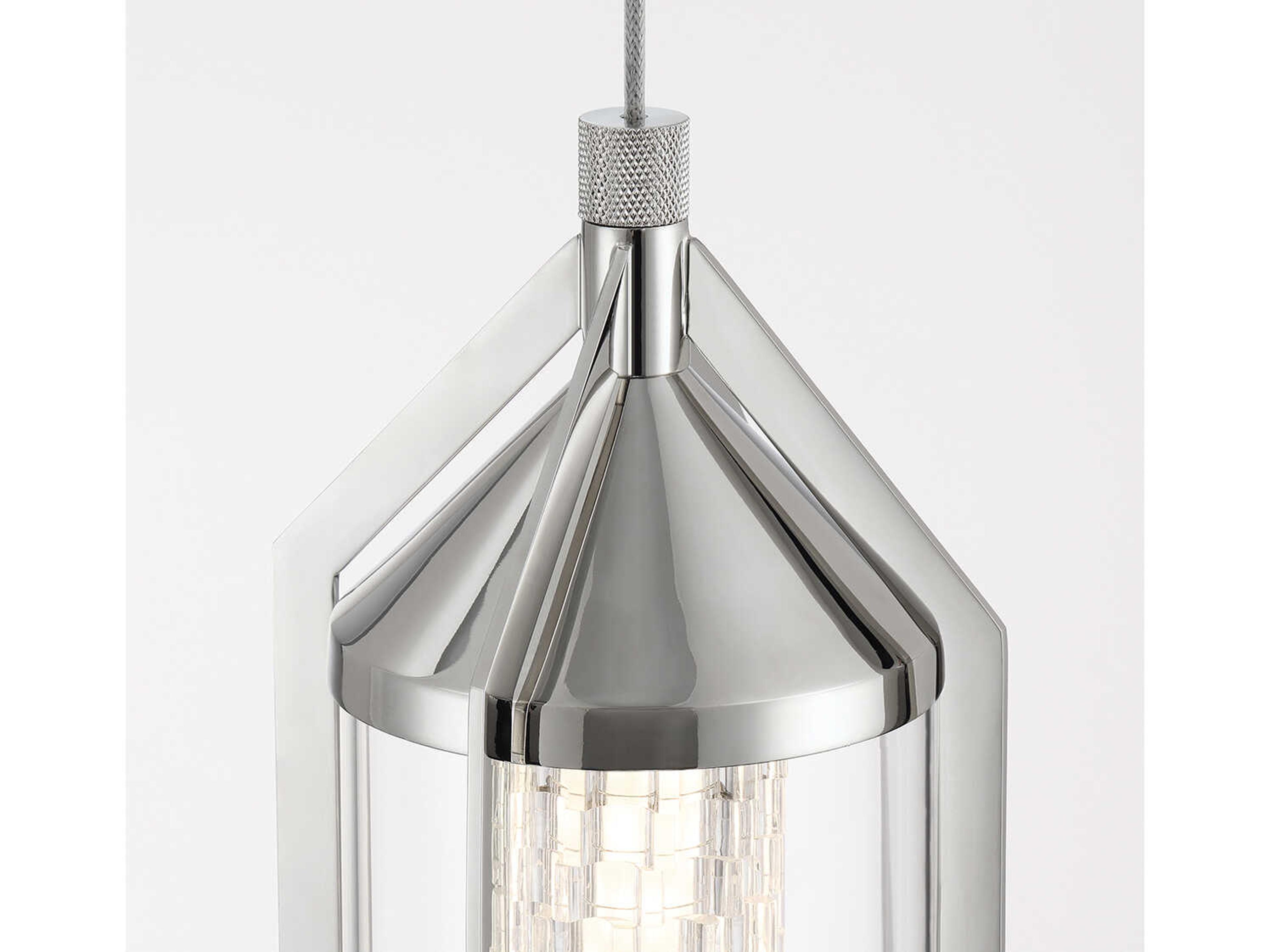 Eurofase Espada 1-Light Polished Nickel Crystal Glass Cylinder Mini Pendant