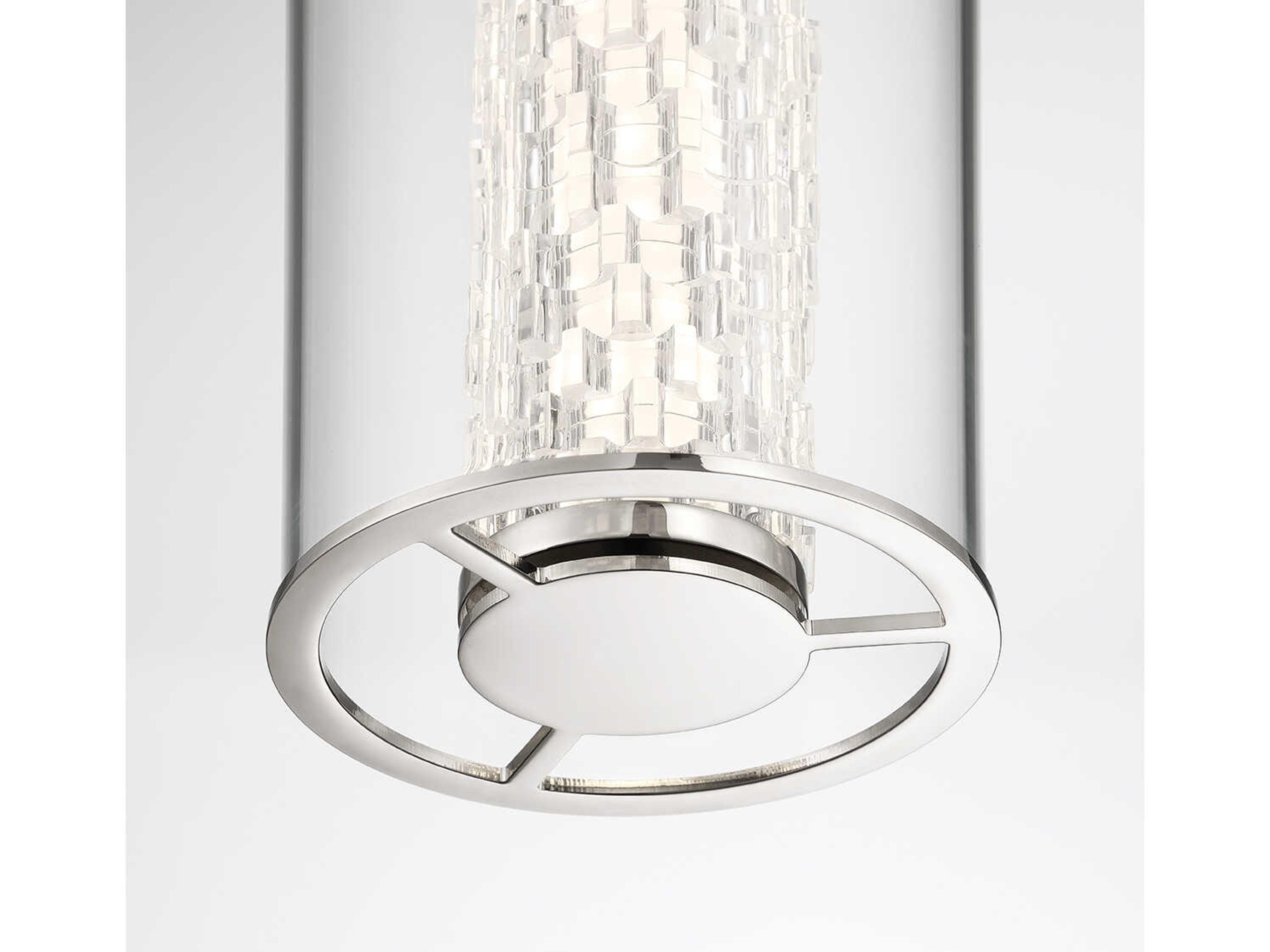Eurofase Espada 1-Light Polished Nickel Crystal Glass Cylinder Mini Pendant