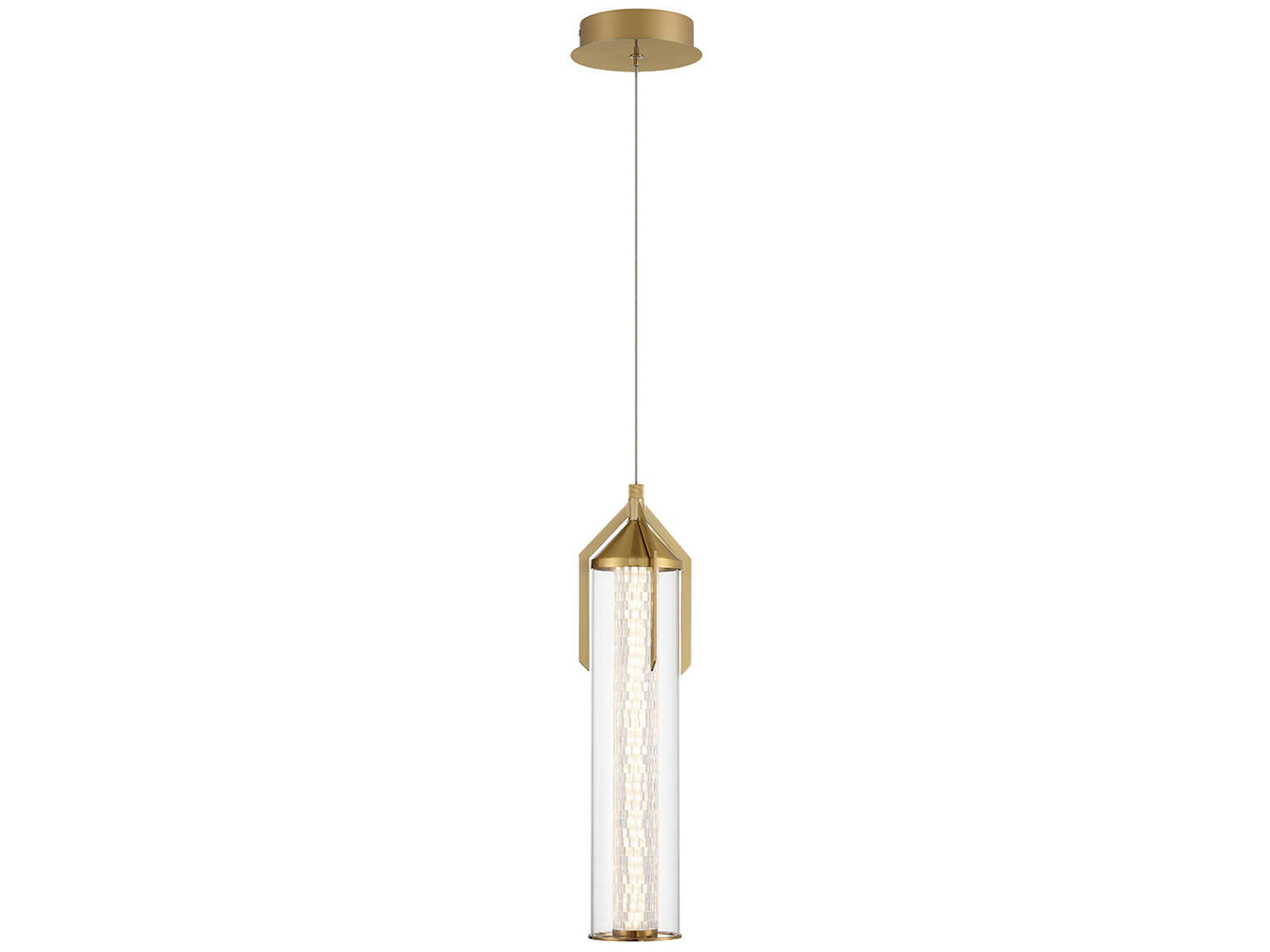 Eurofase Espada 1-Light Gold Crystal Glass Cylinder Mini Pendant