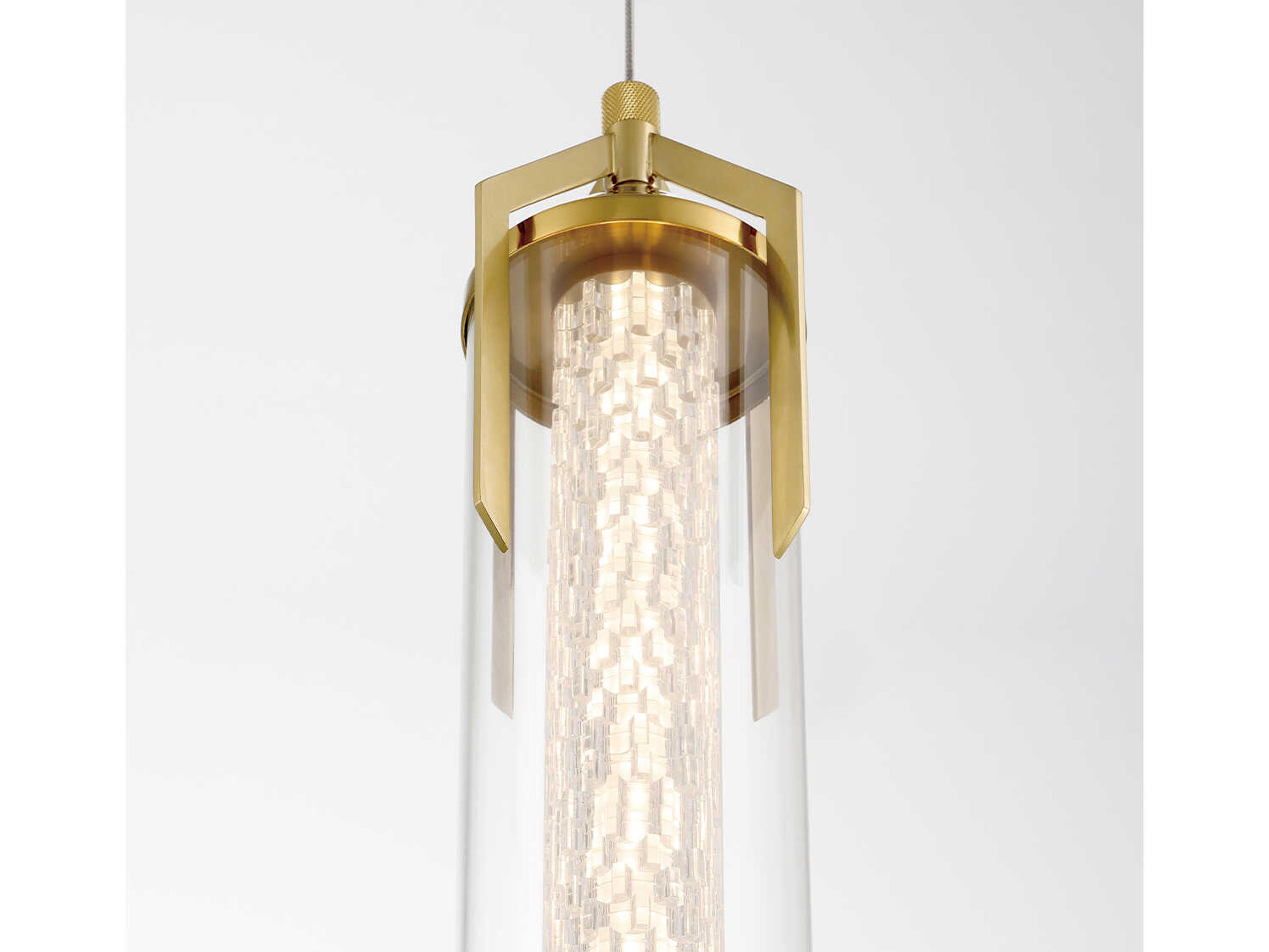 Eurofase Espada 1-Light Gold Crystal Glass Cylinder Mini Pendant