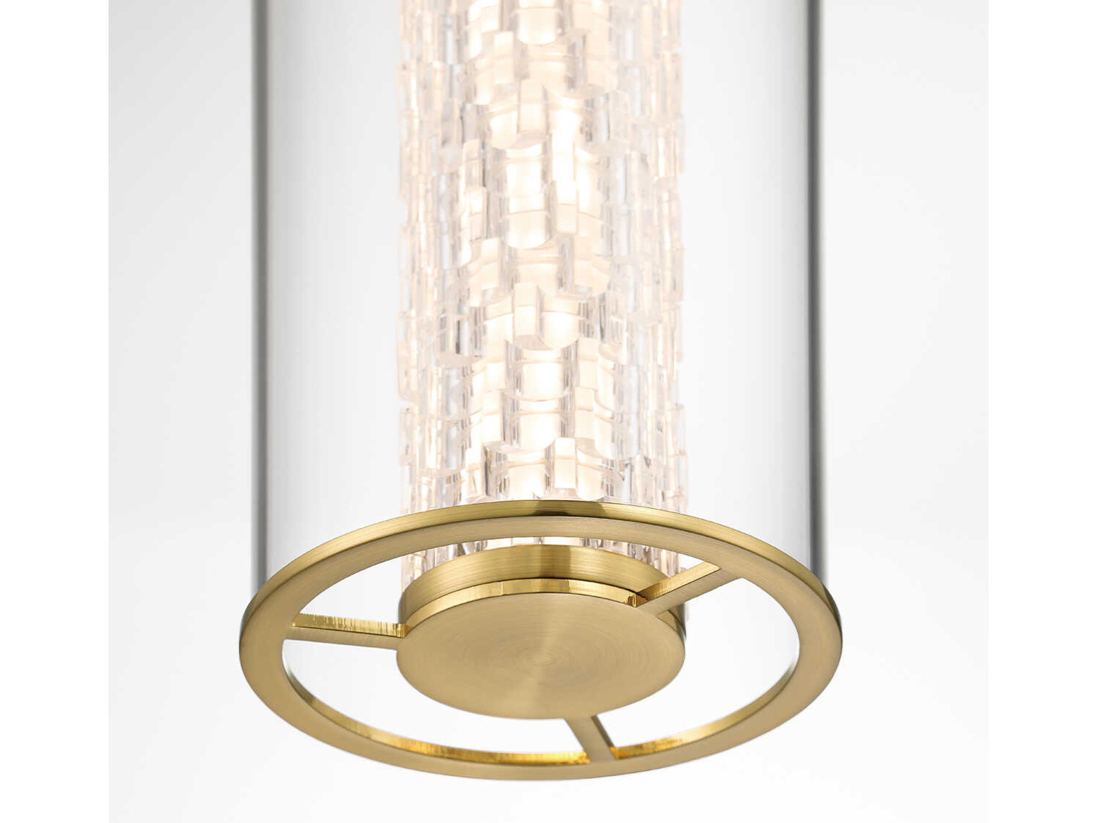 Eurofase Espada 1-Light Gold Crystal Glass Cylinder Mini Pendant