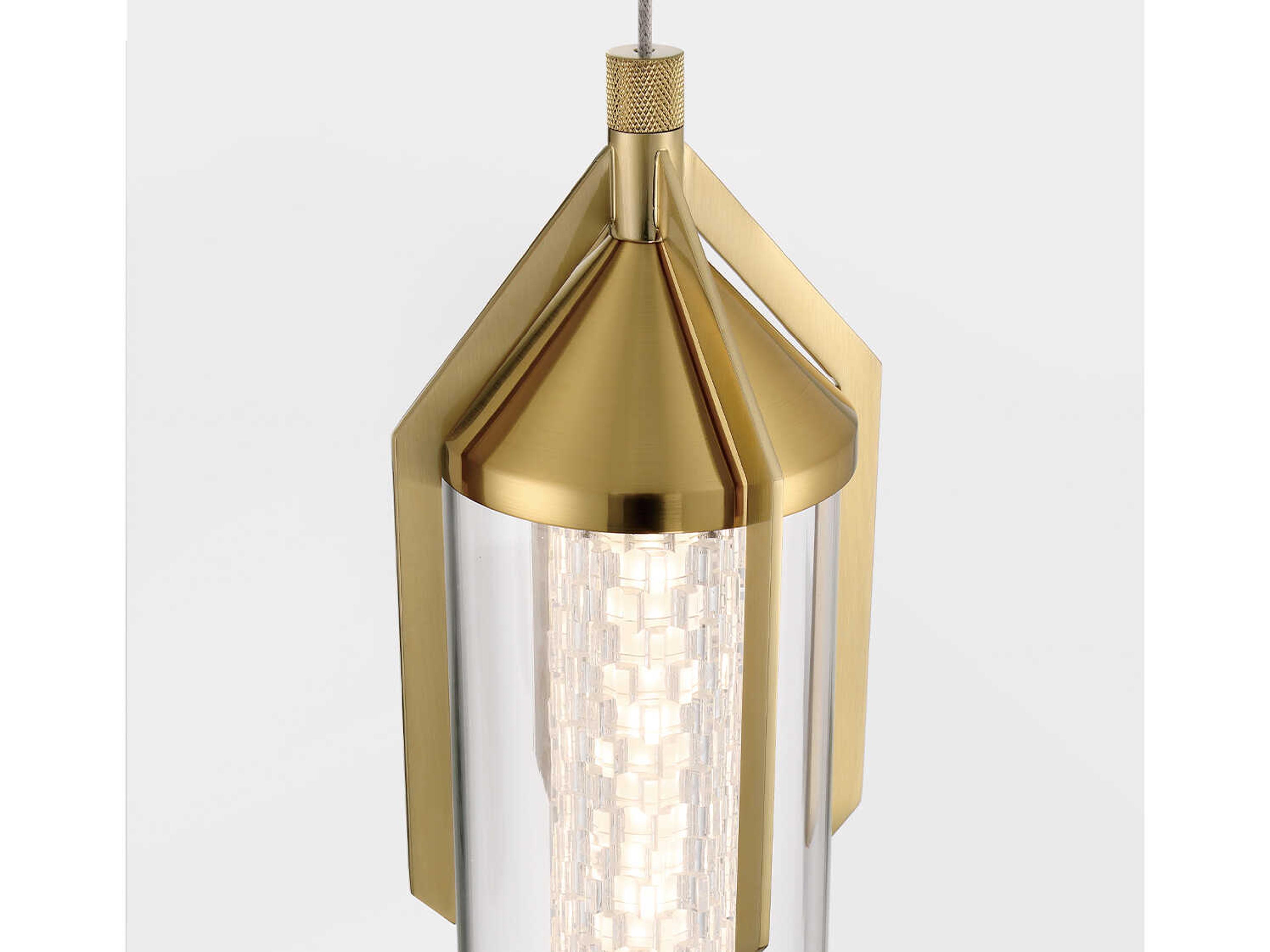 Eurofase Espada 1-Light Gold Crystal Glass Cylinder Mini Pendant