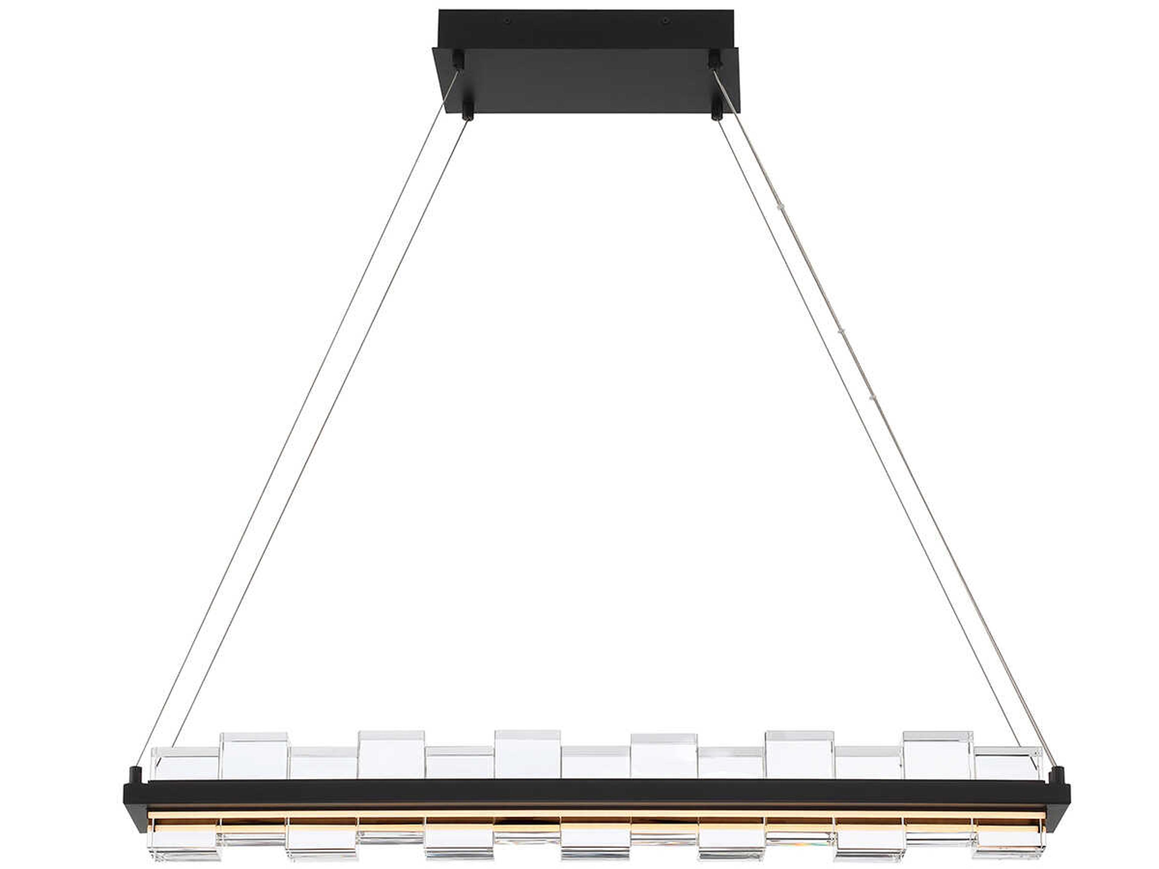 Bruco 2-Light Black Glass LED Geometric Linear Island Pendant