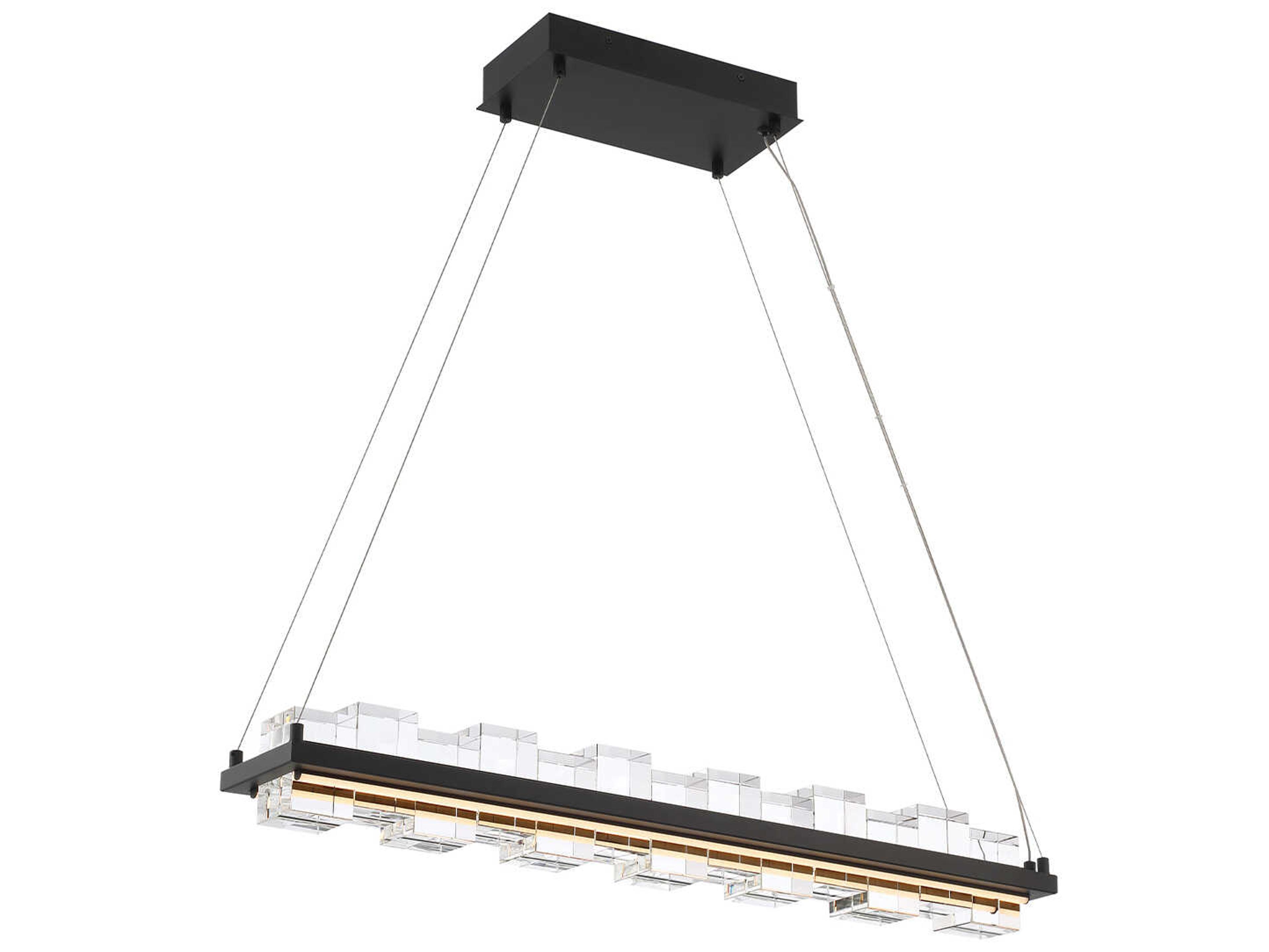 Eurofase Bruco 2-Light Black Glass LED Geometric Linear Island Pendant