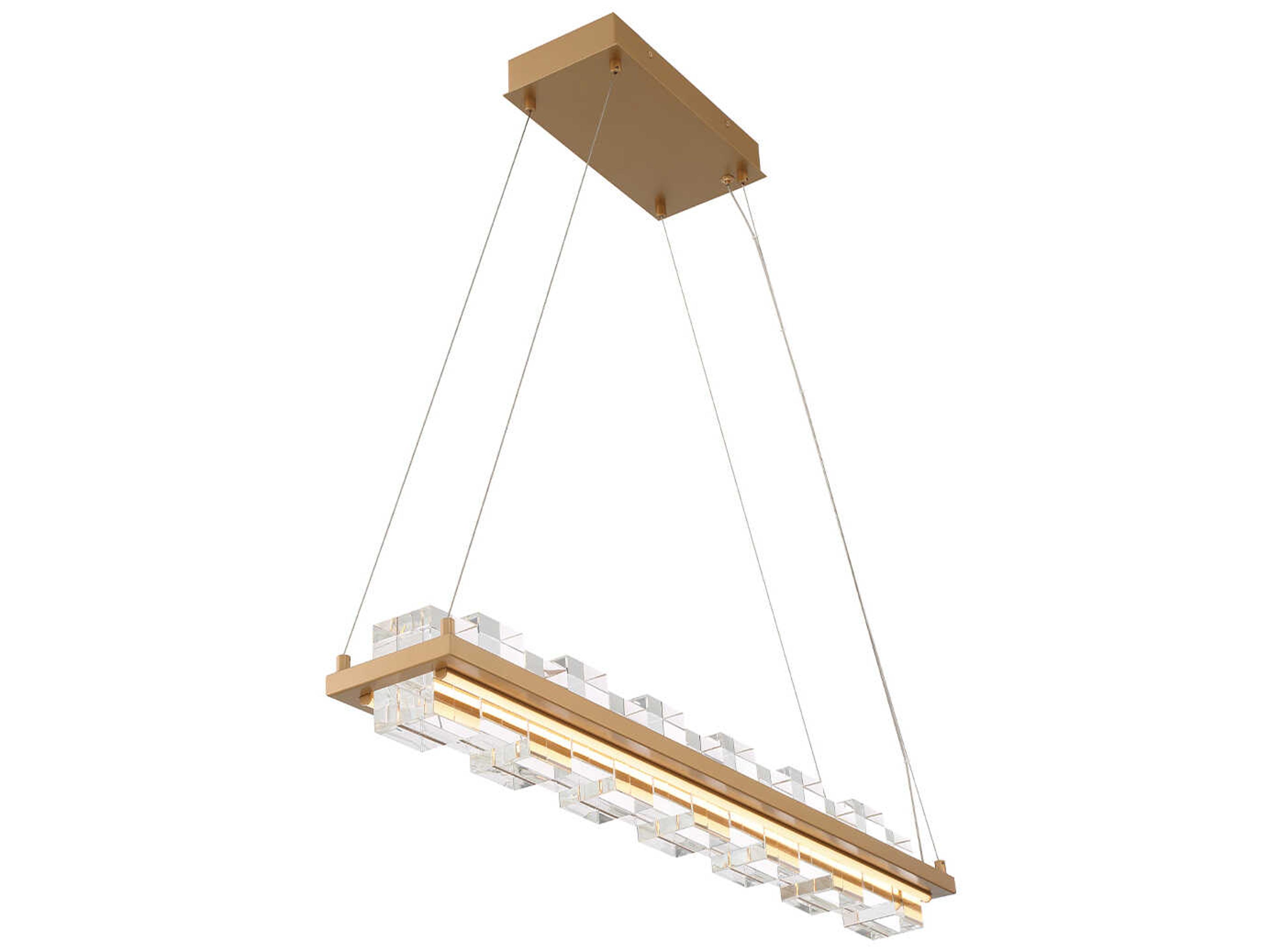 Eurofase Bruco 2-Light Gold Glass LED Geometric Linear Island Pendant