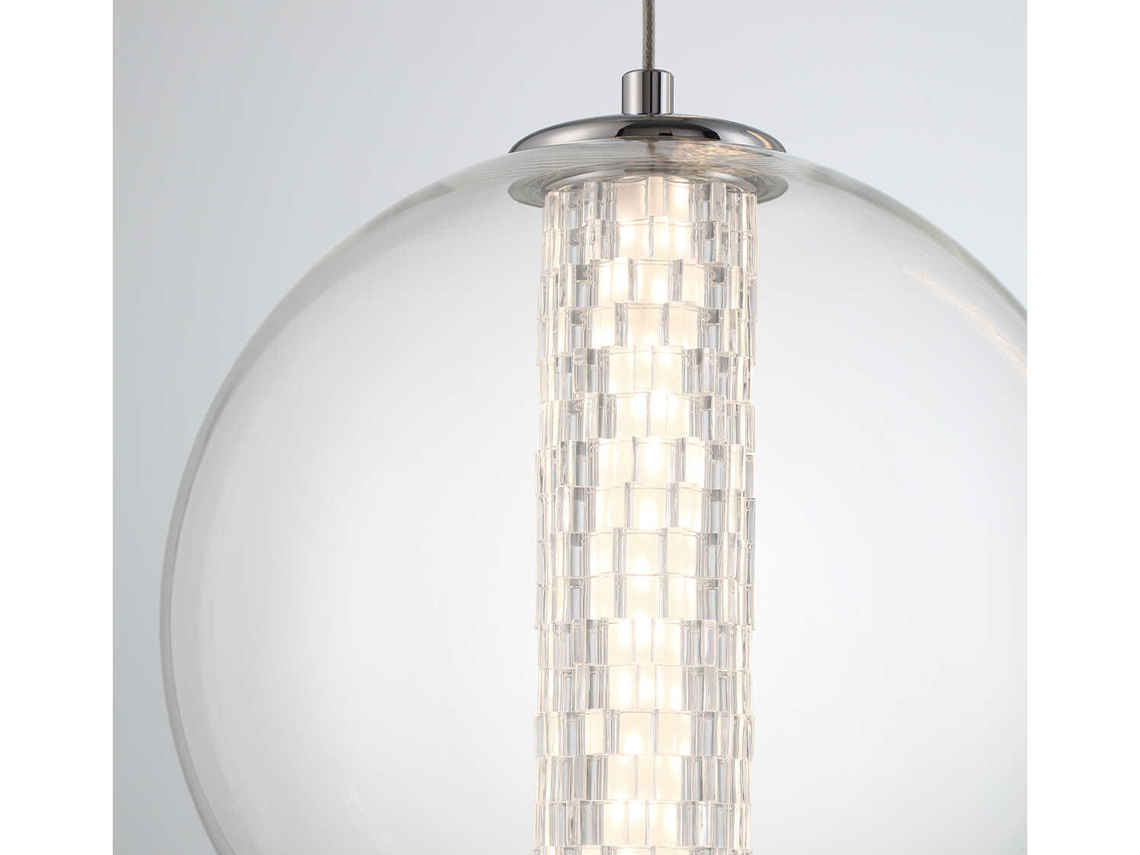 Eurofase Atomo 1-Light Chrome Crystal Glass Globe Mini Pendant