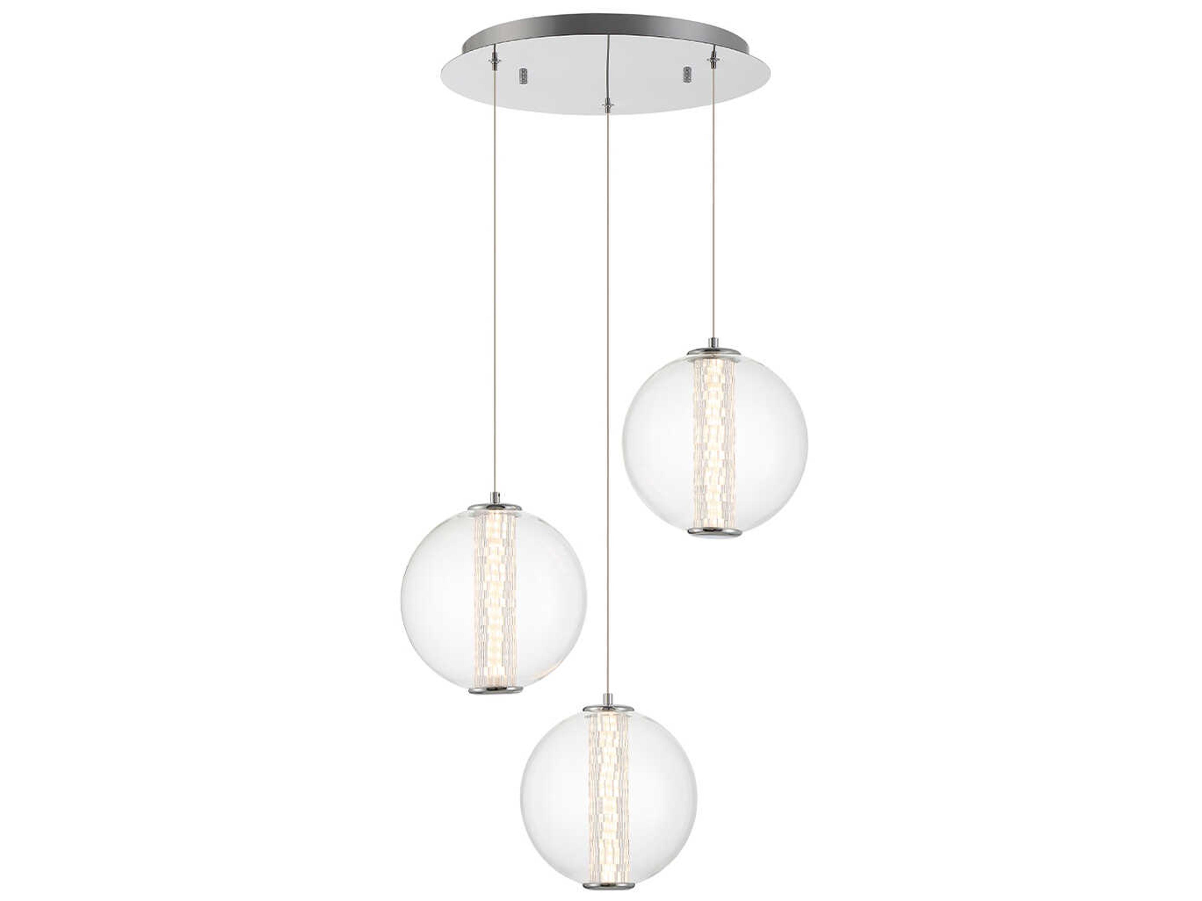 Atomo 3-Light Chrome Crystal Glass Globe Pendant