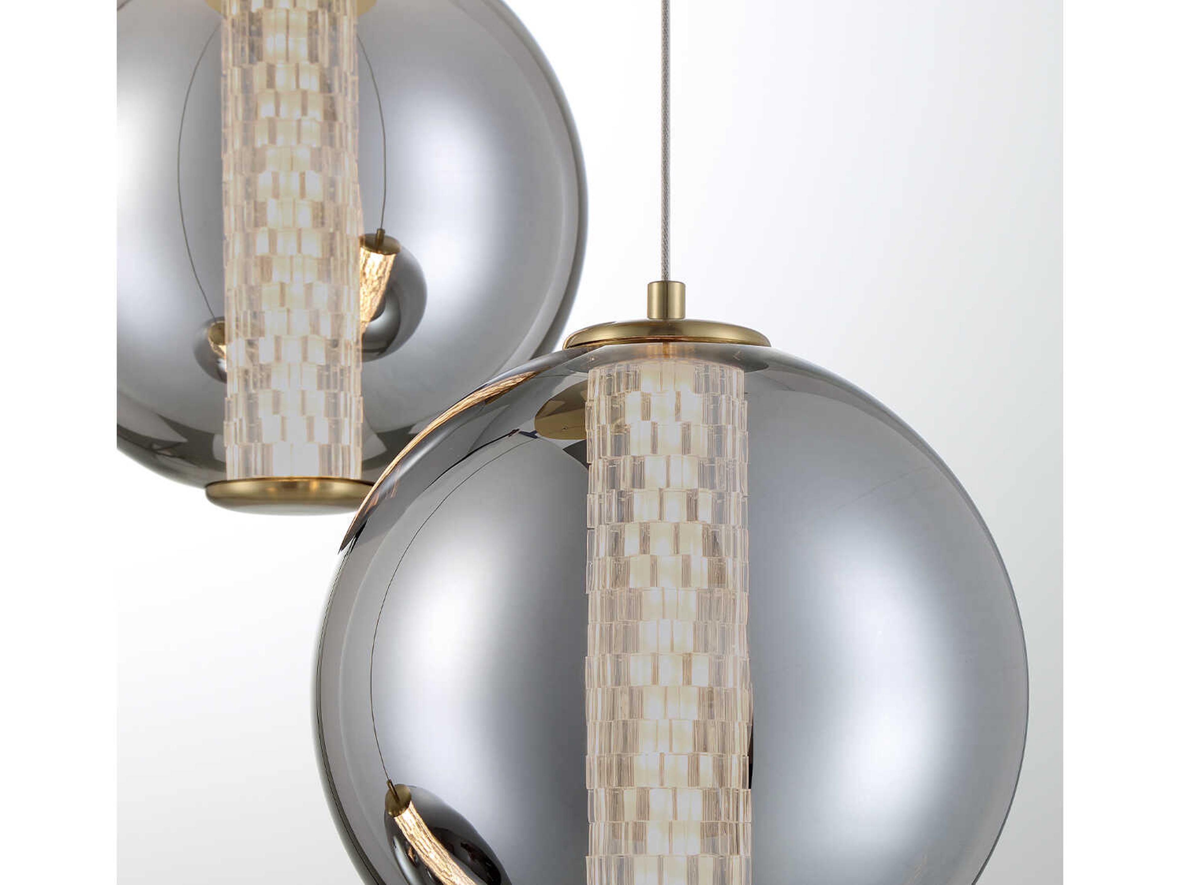 Eurofase Atomo 3-Light Gold Crystal Glass Globe Pendant