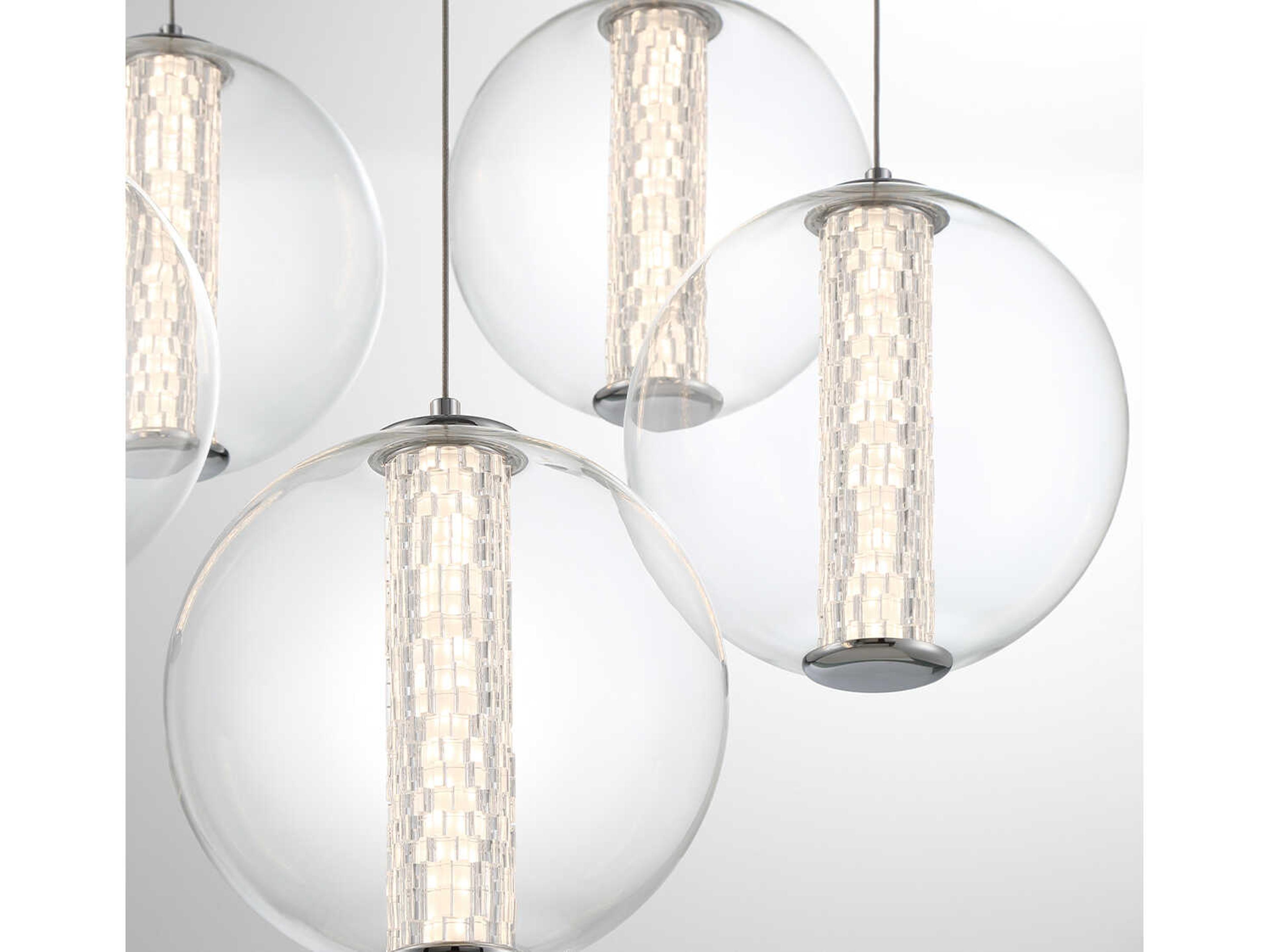 Eurofase Atomo 5-Light Chrome Crystal Glass Globe Pendant