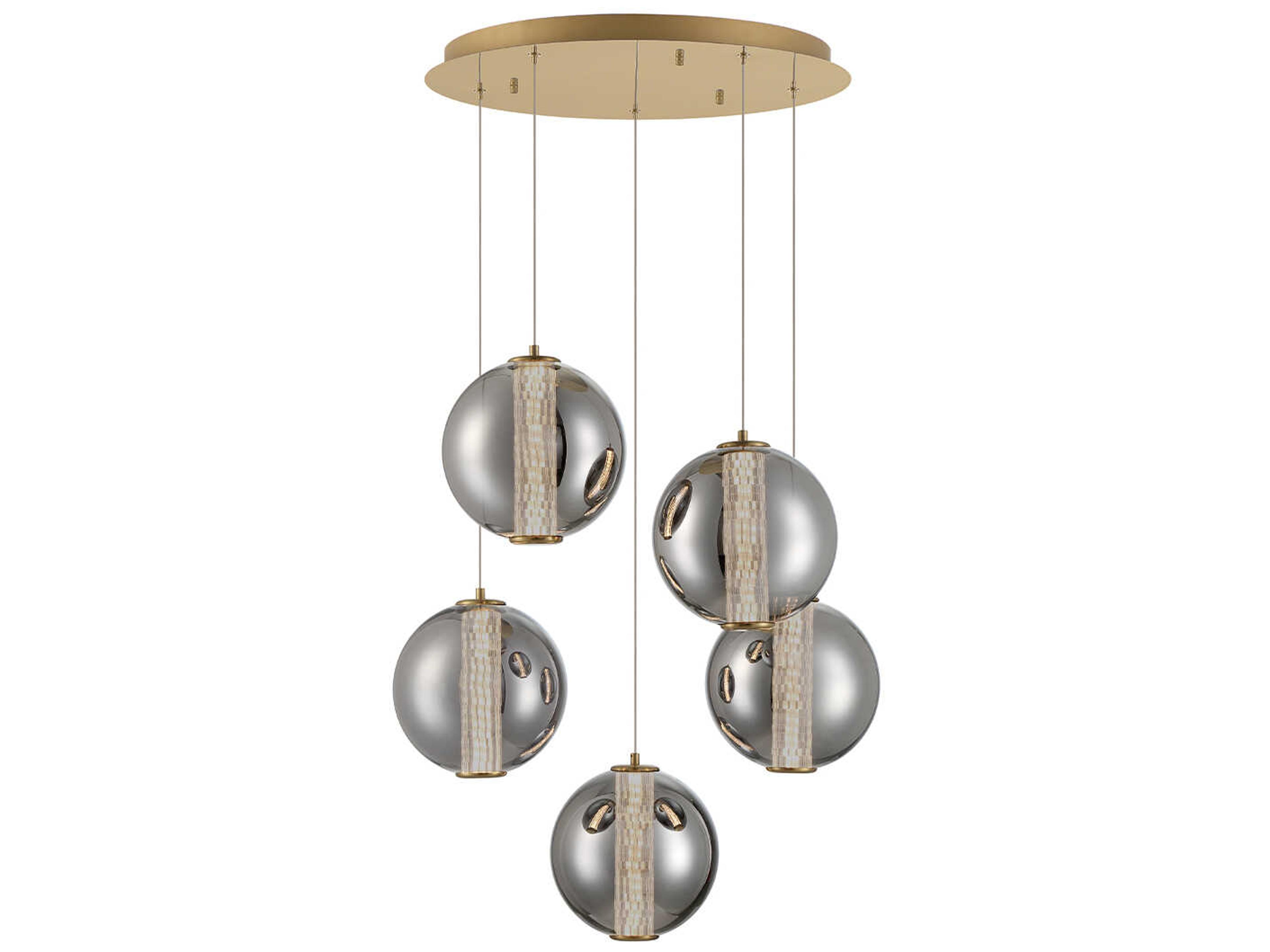 Atomo 5-Light Gold Crystal Glass Globe Pendant