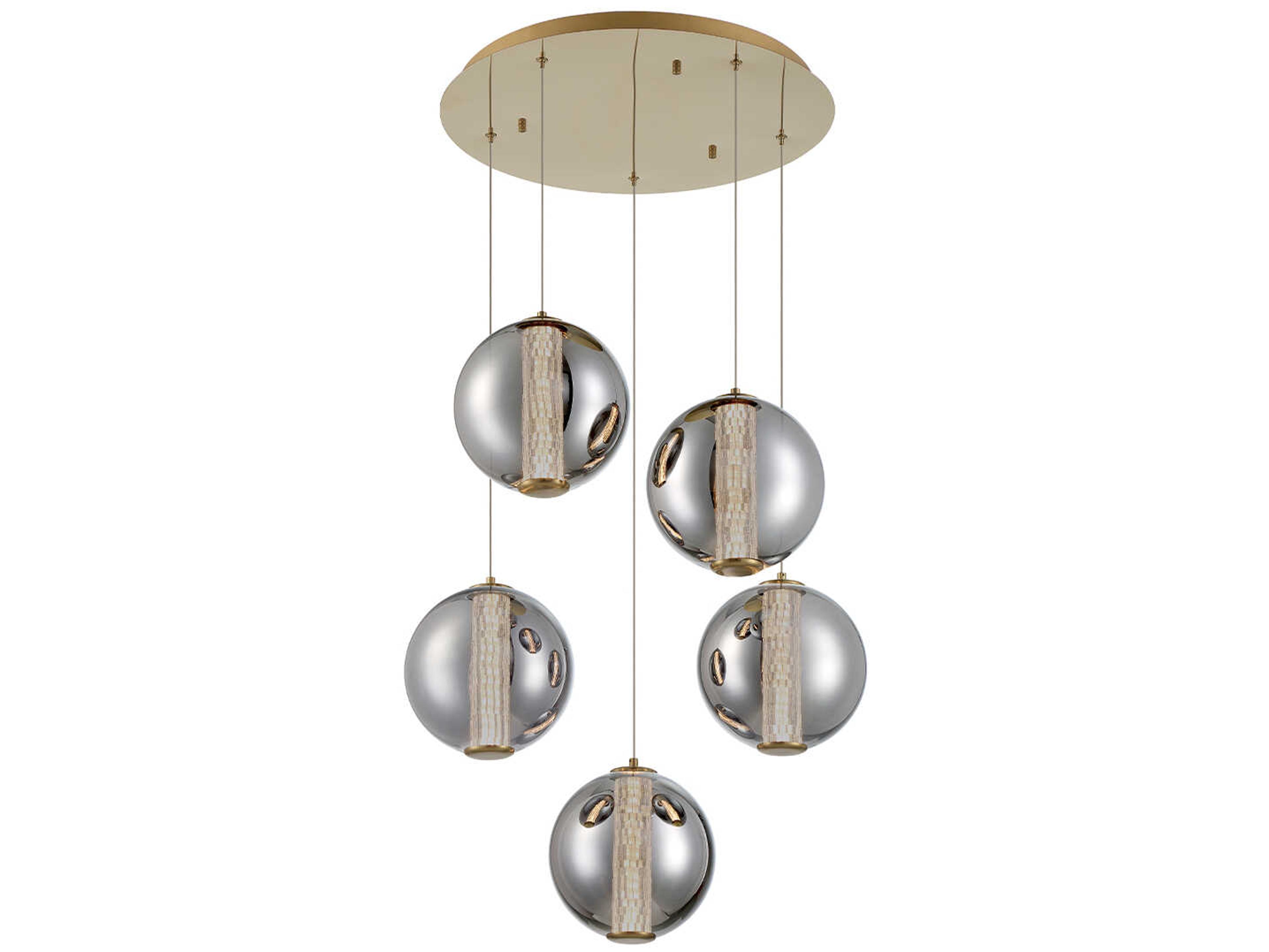 Eurofase Atomo 5-Light Gold Crystal Glass Globe Pendant