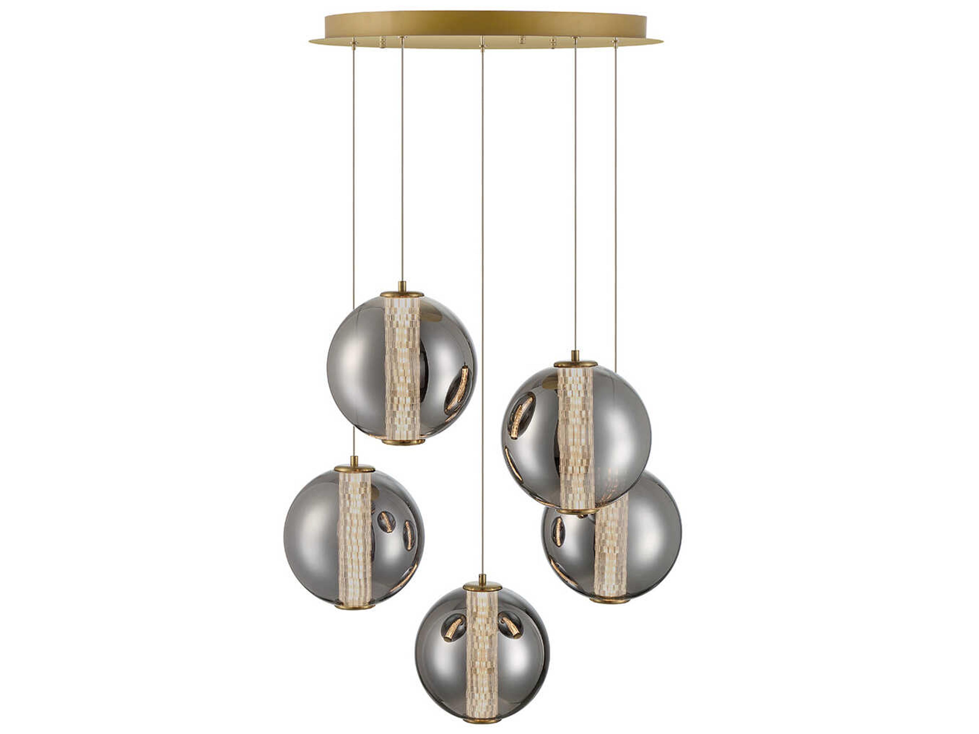 Eurofase Atomo 5-Light Gold Crystal Glass Globe Pendant
