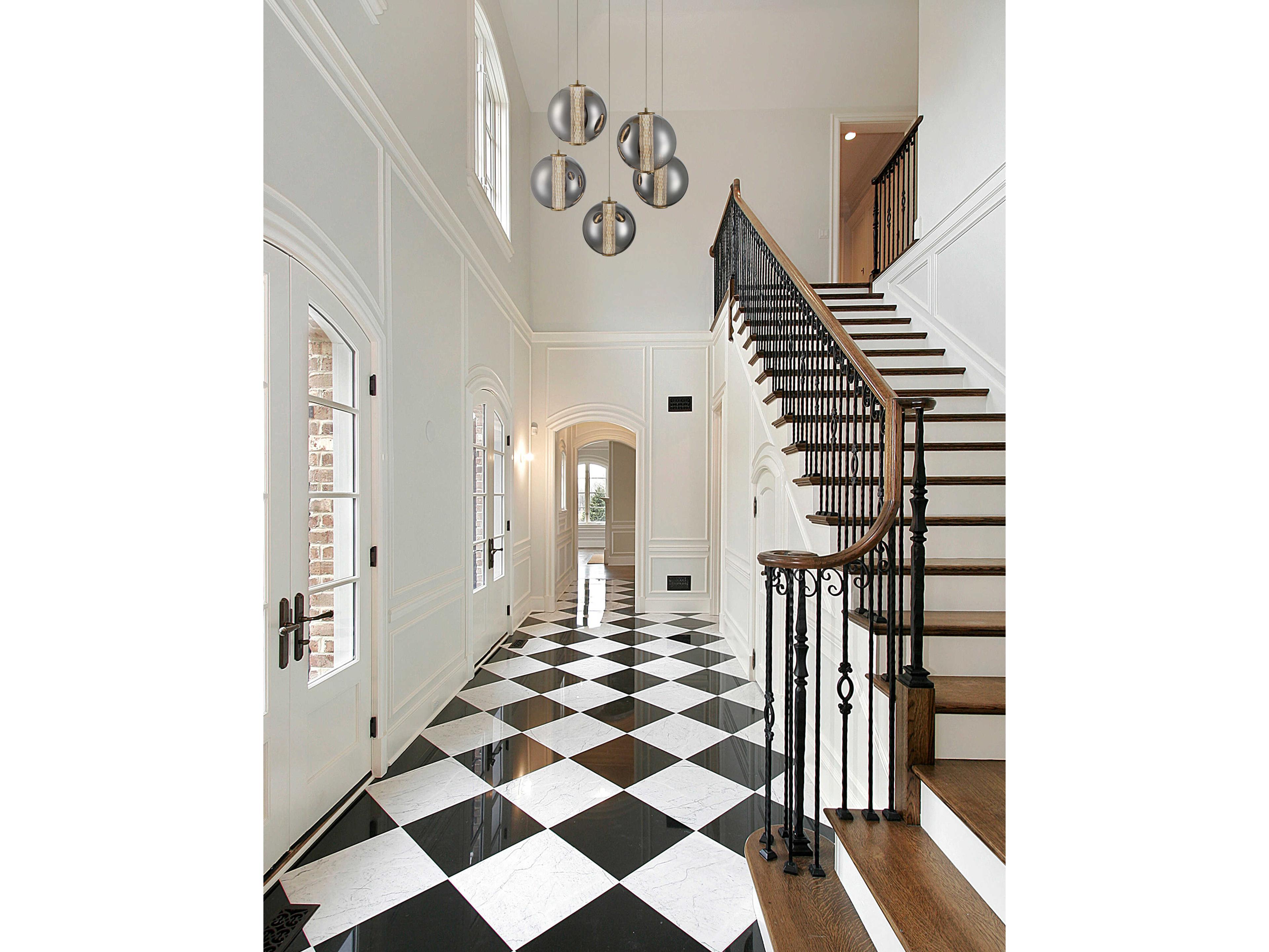 Eurofase Atomo 5-Light Gold Crystal Glass Globe Pendant