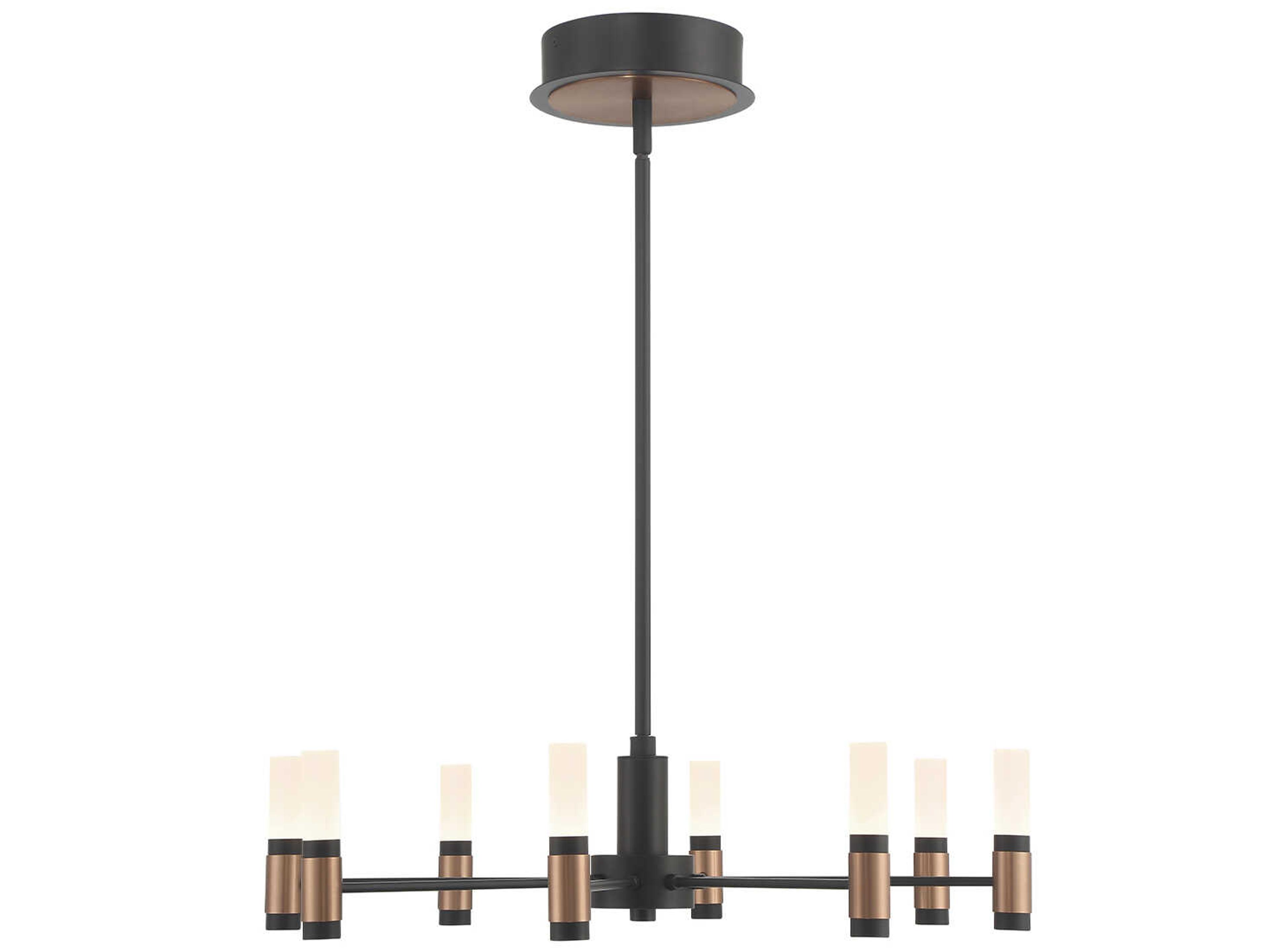 Albany 8-Light Black Brass LED Cylinder Chandelier