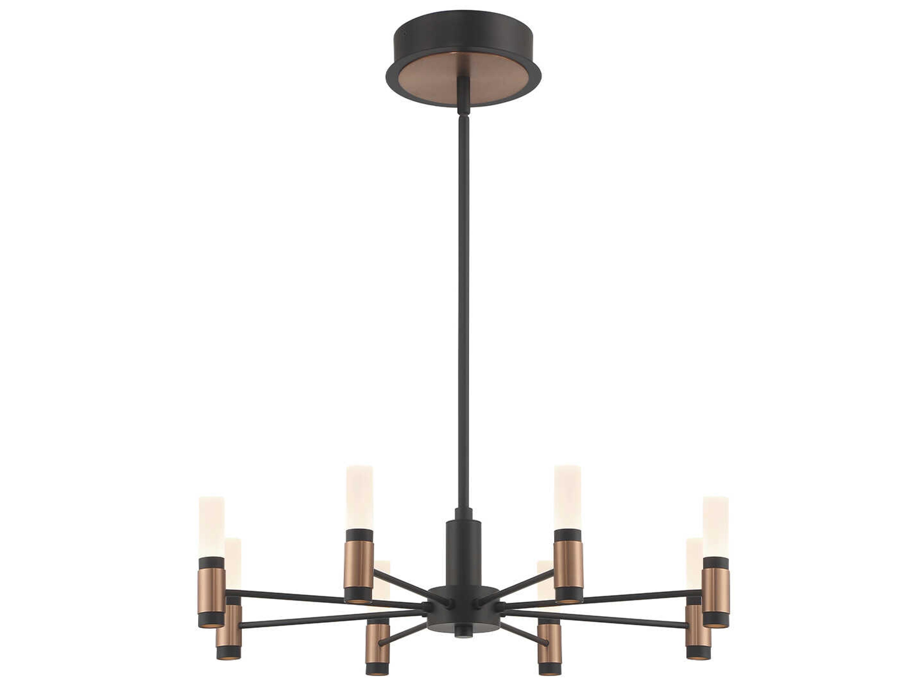 Eurofase Albany 8-Light Black Brass LED Cylinder Chandelier