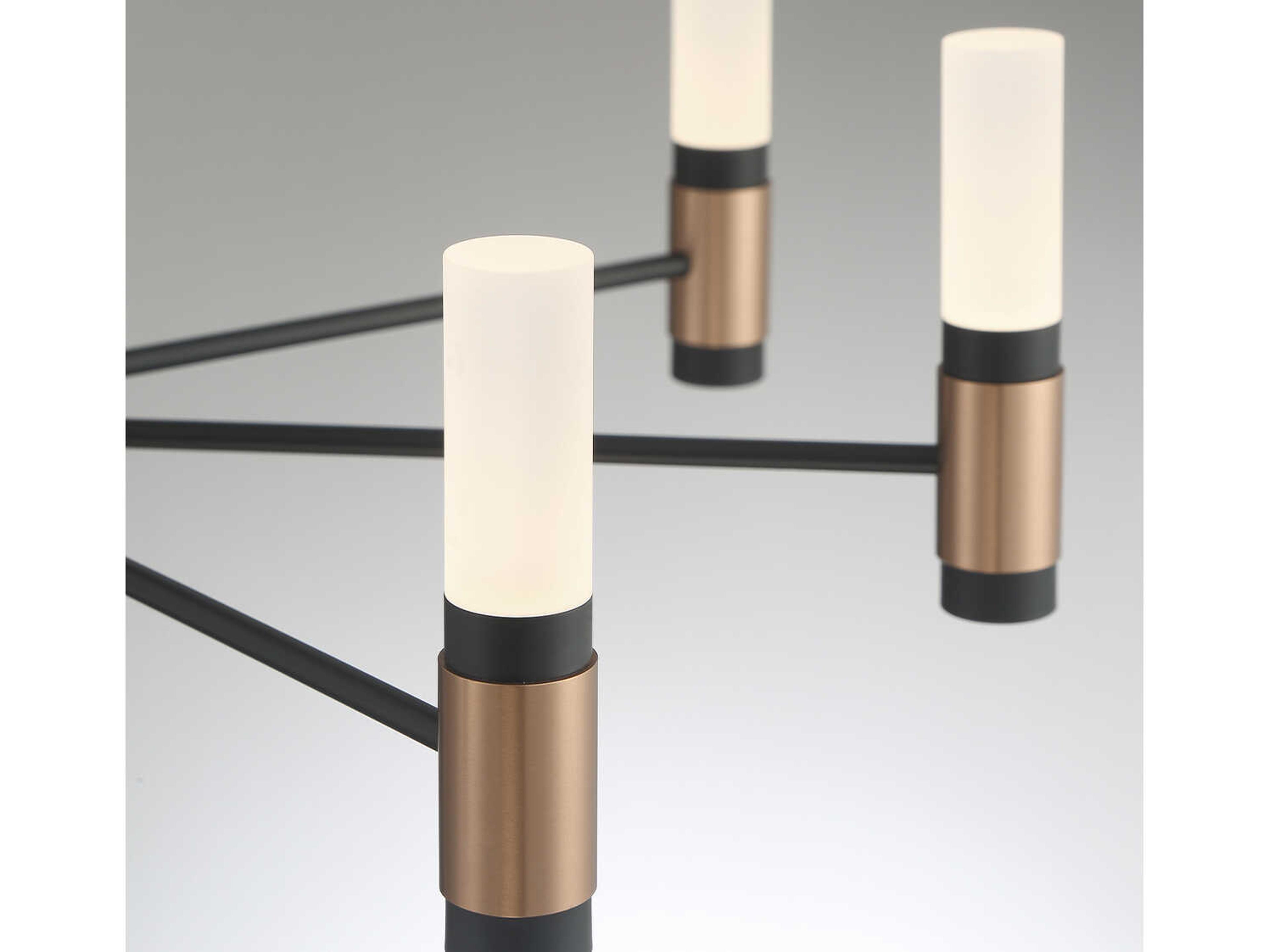 Eurofase Albany 8-Light Black Brass LED Cylinder Chandelier