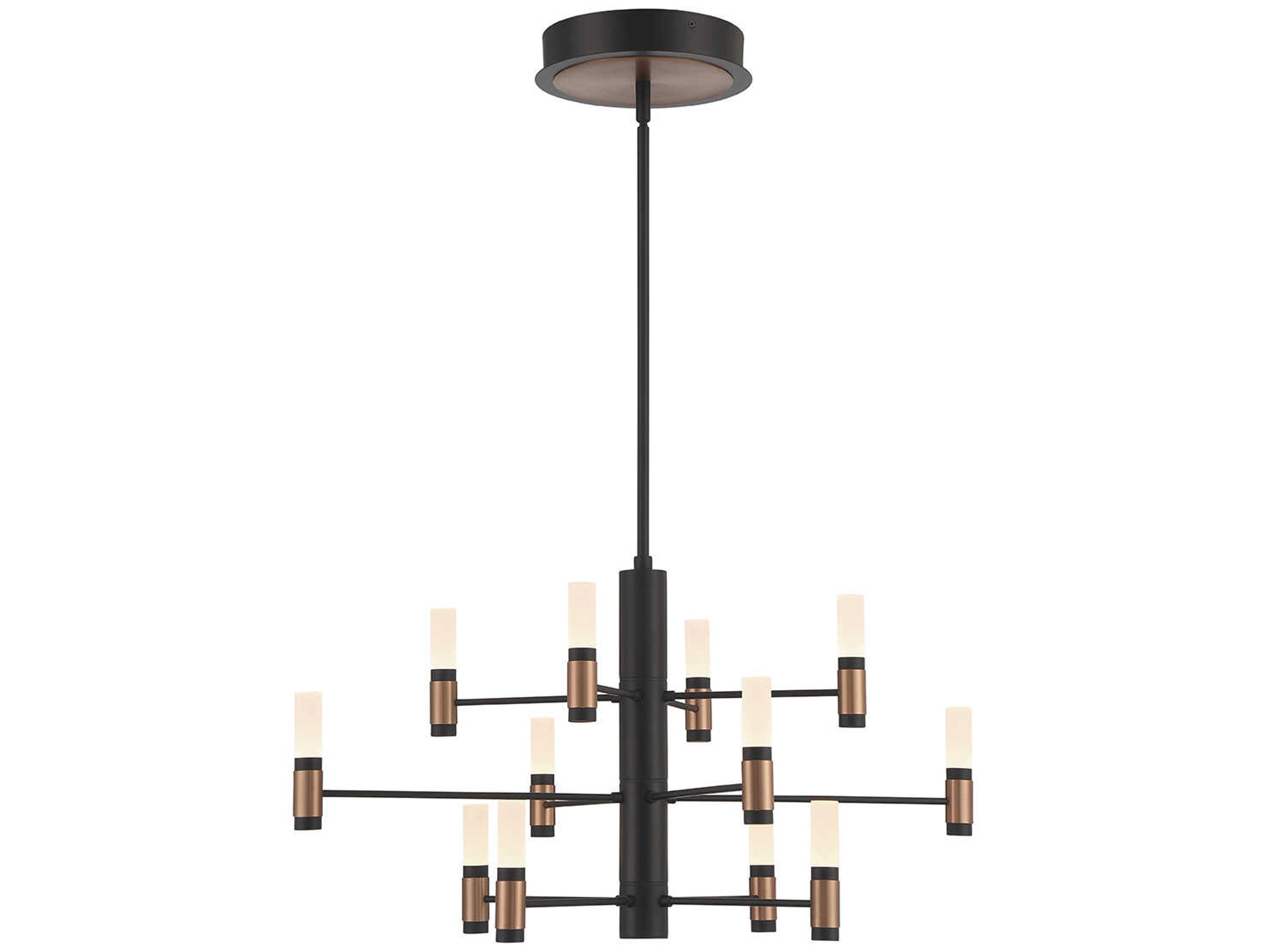 Albany 12-Light Black Brass LED Cylinder Chandelier