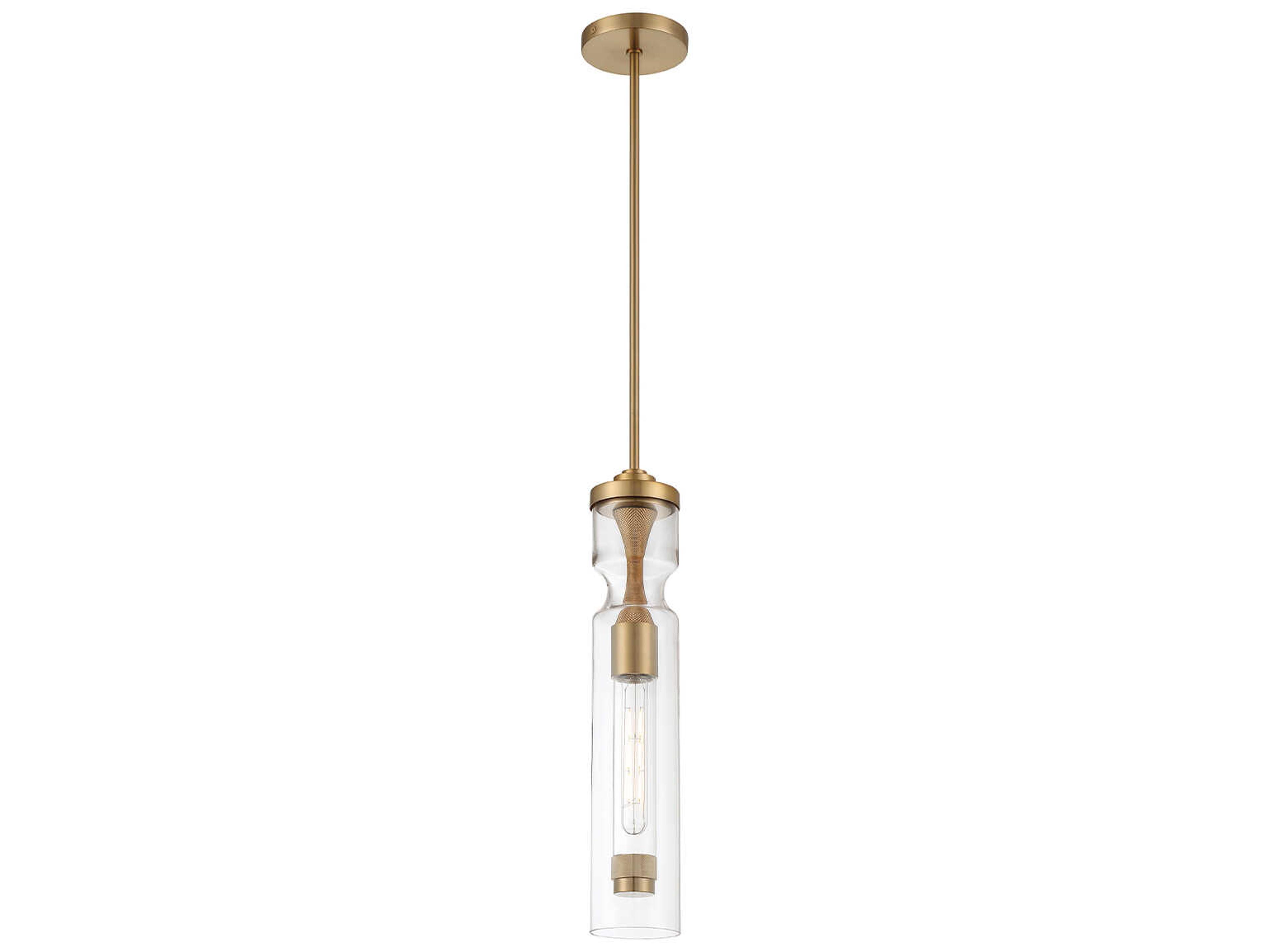 Eurofase Mistero 1-Light Brushed Gold Glass LED Cylinder Mini Pendant