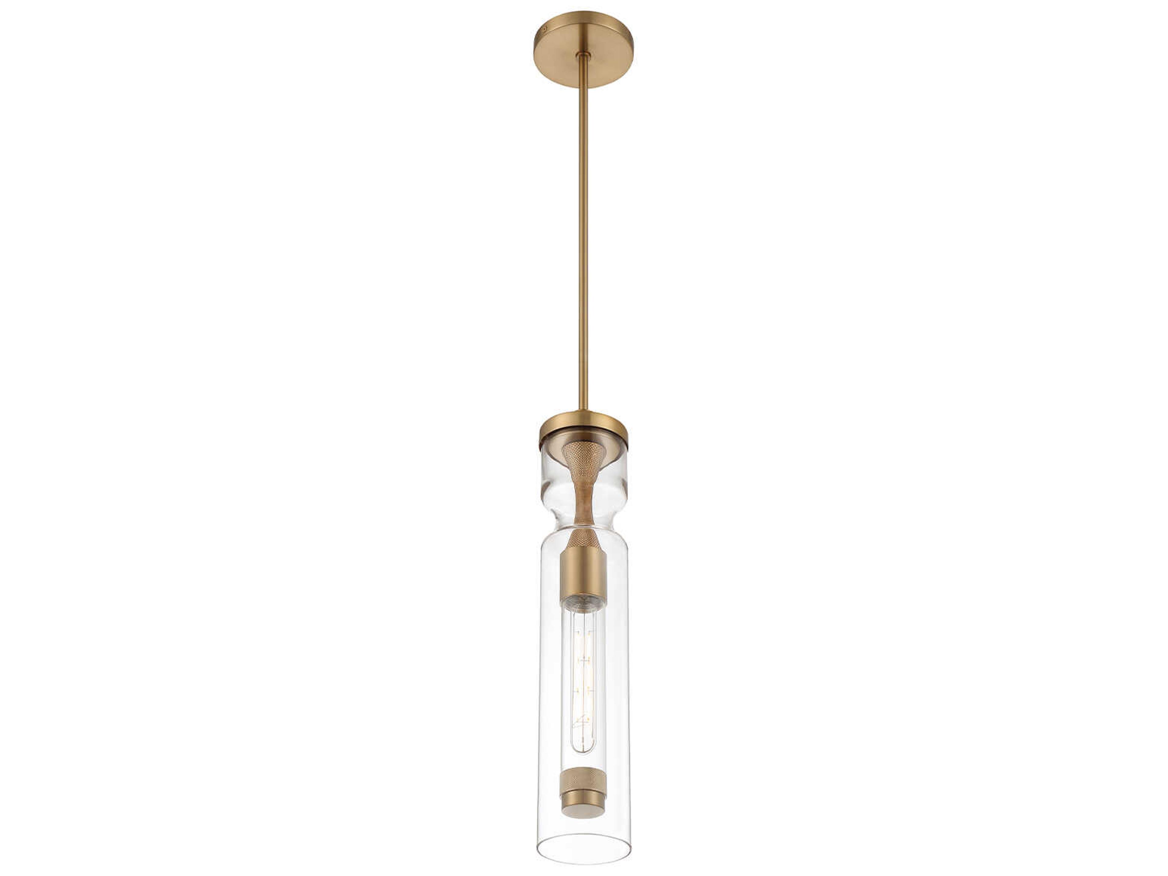 Eurofase Mistero 1-Light Brushed Gold Glass LED Cylinder Mini Pendant