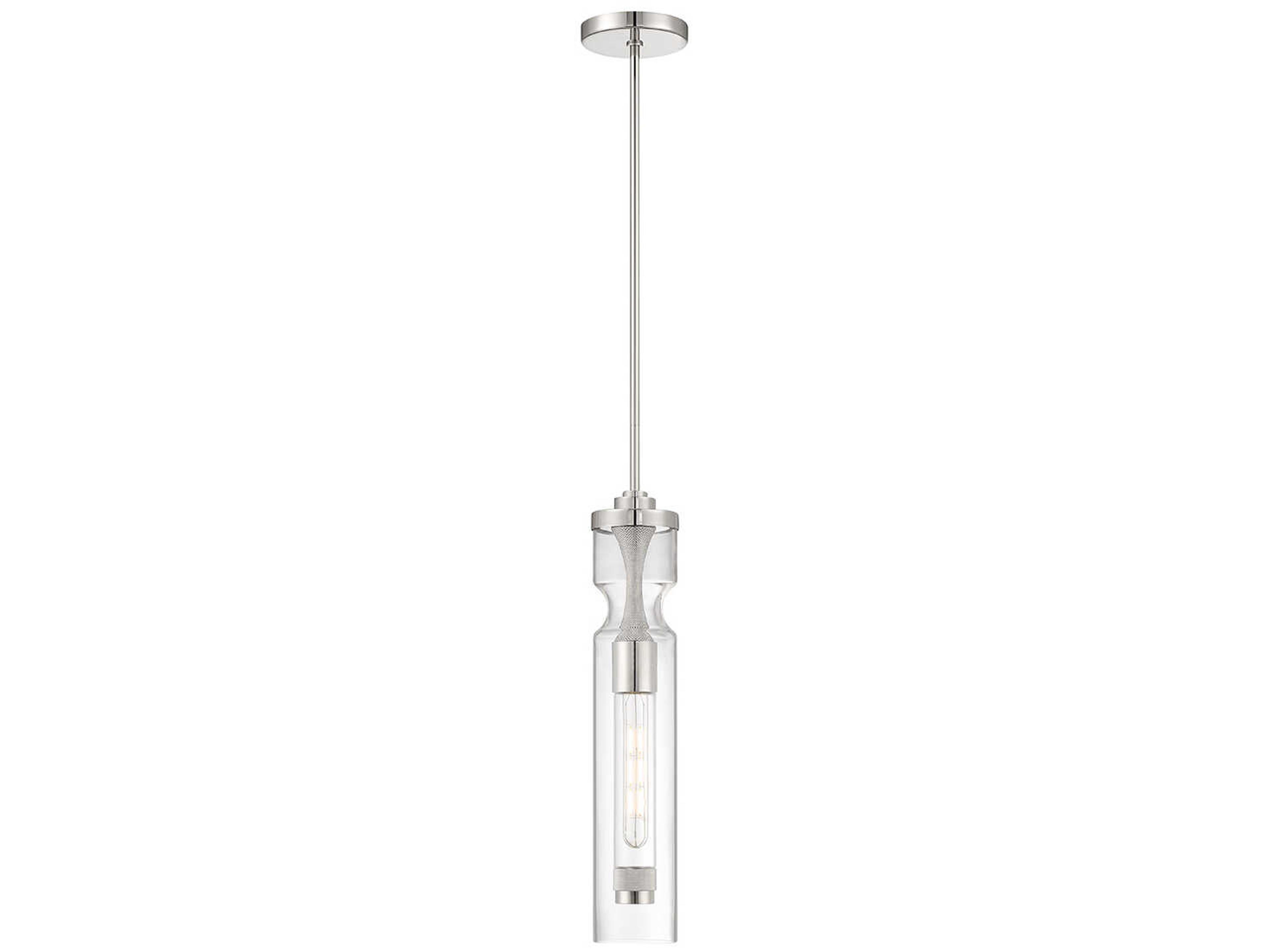 Eurofase Mistero 1-Light Nickel Glass LED Cylinder Mini Pendant