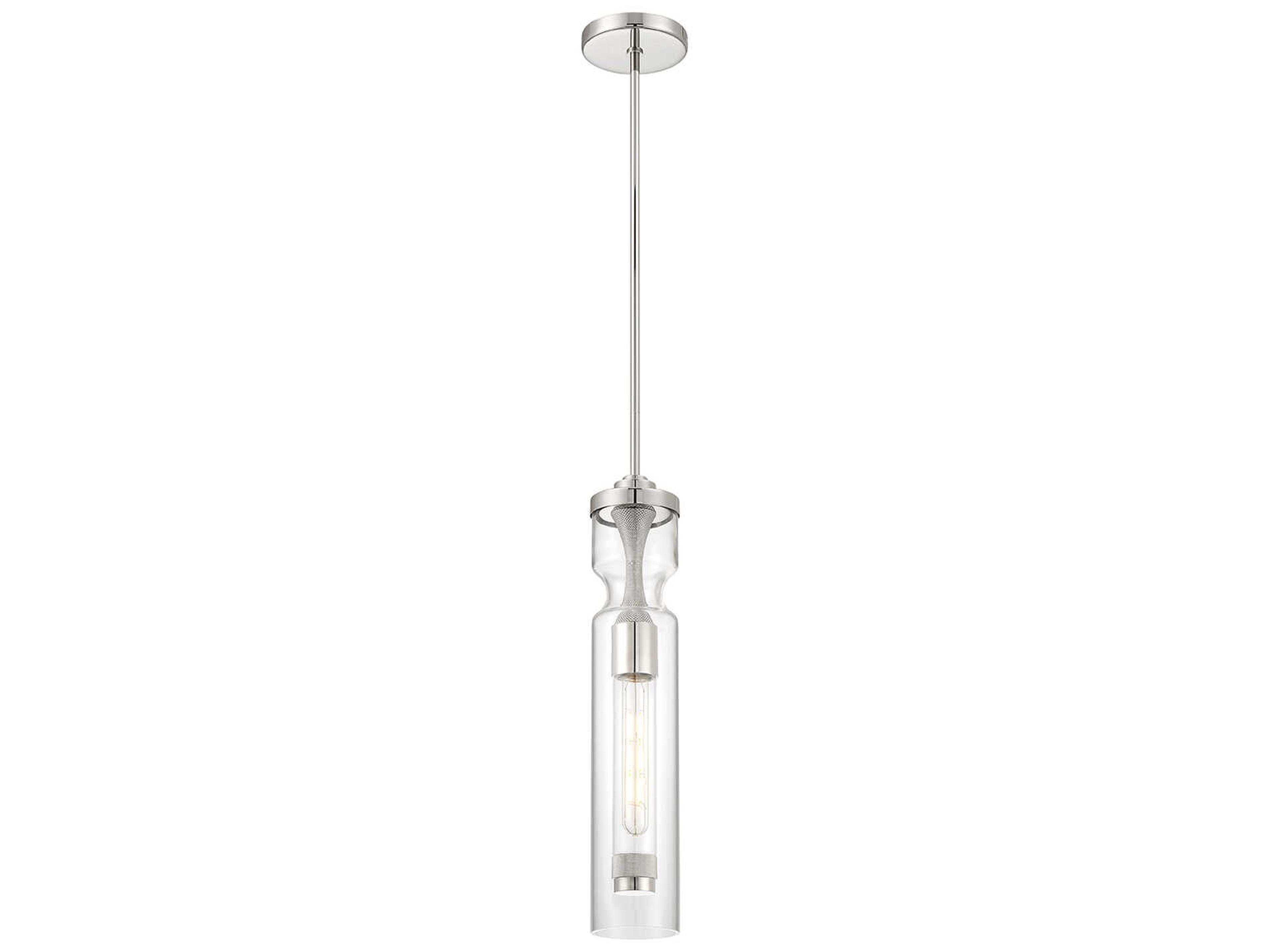 Eurofase Mistero 1-Light Nickel Glass LED Cylinder Mini Pendant