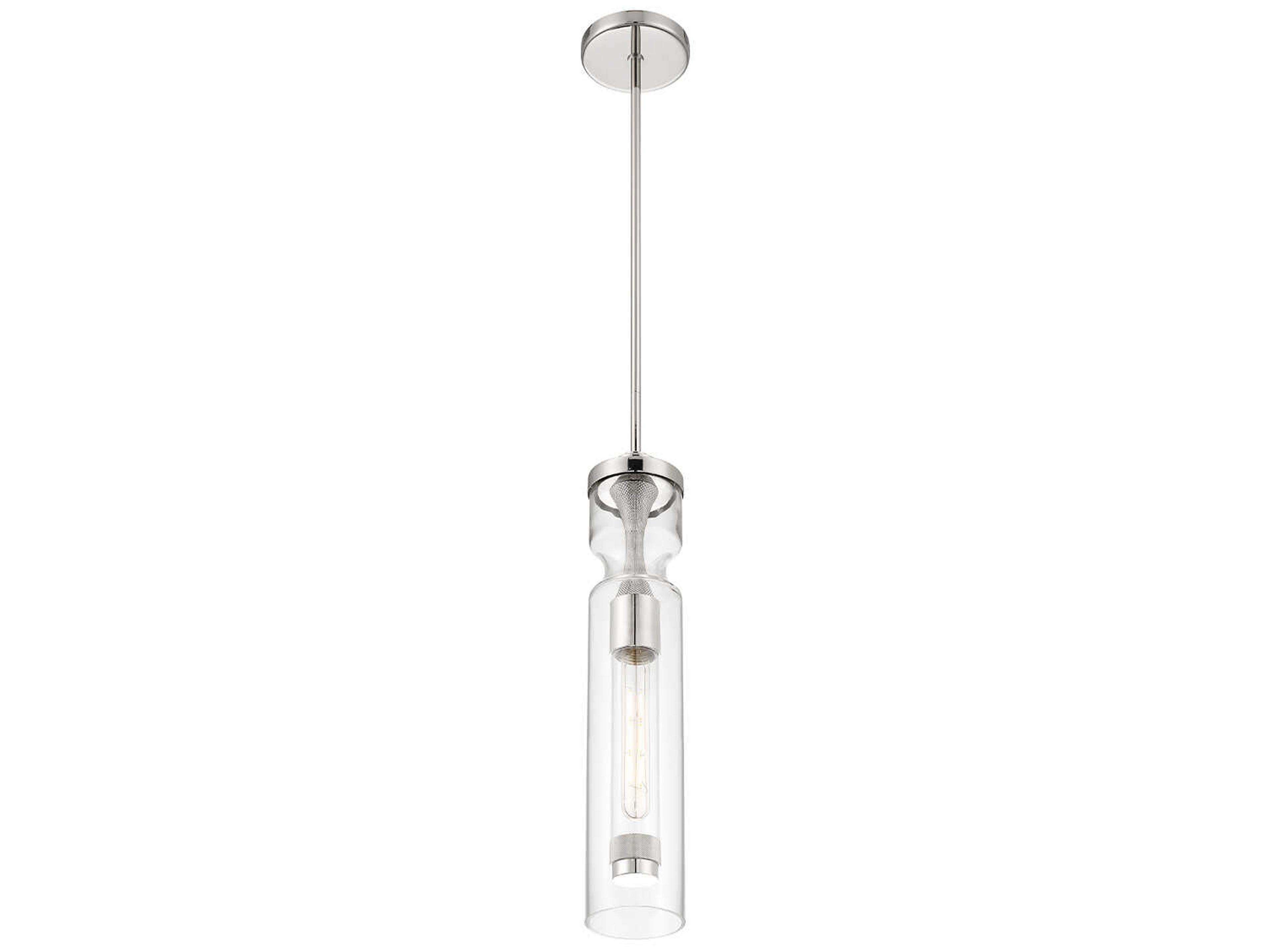 Eurofase Mistero 1-Light Nickel Glass LED Cylinder Mini Pendant