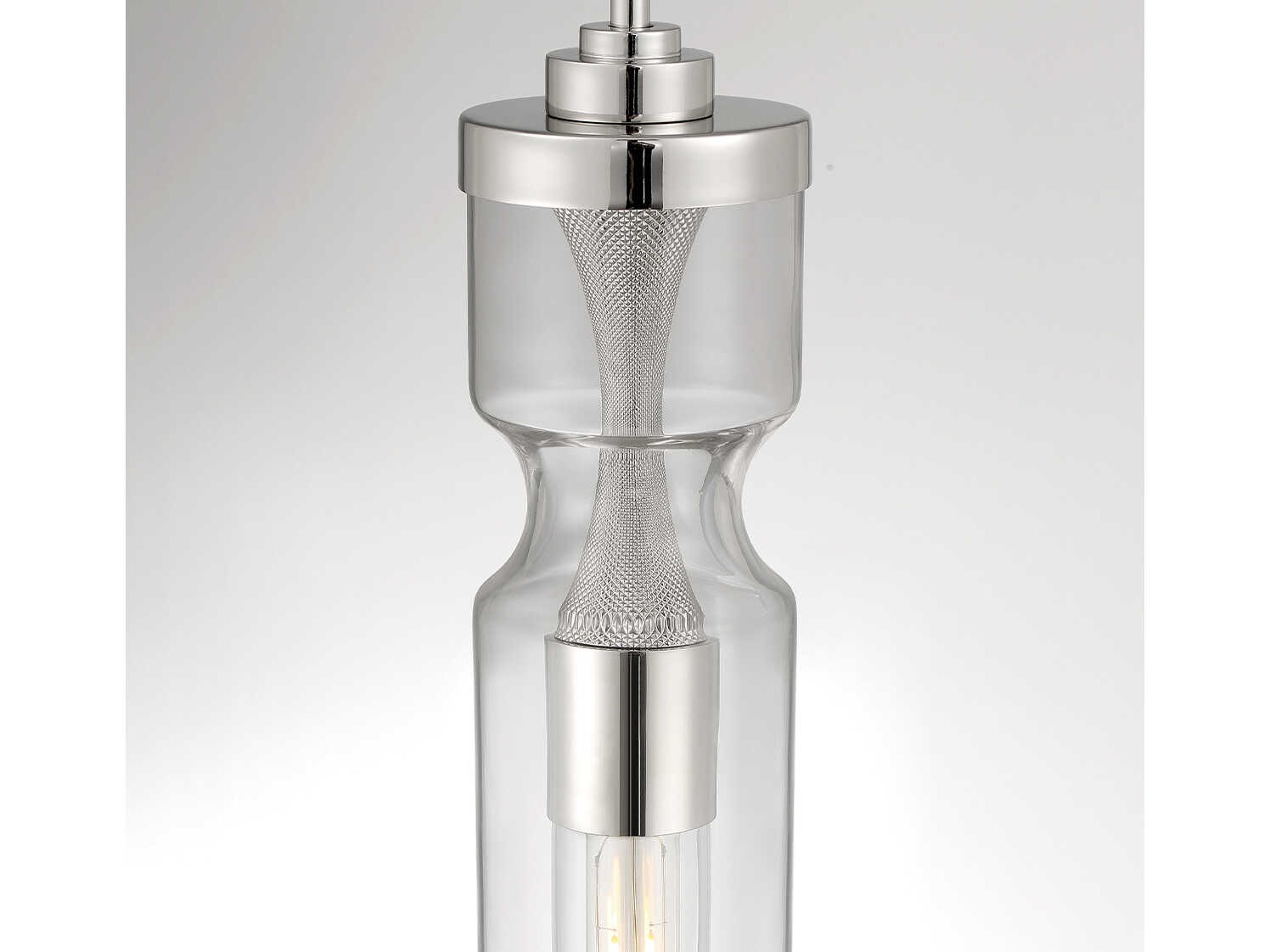Eurofase Mistero 1-Light Nickel Glass LED Cylinder Mini Pendant