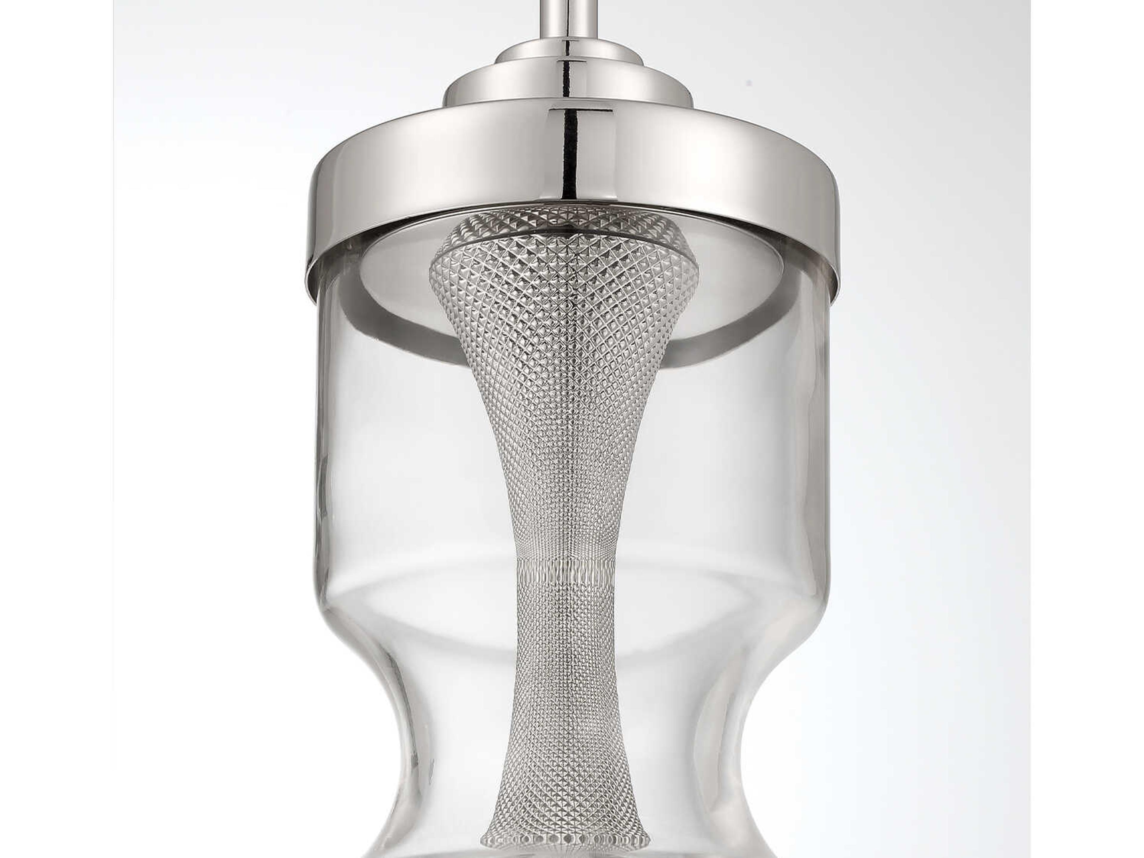 Eurofase Mistero 1-Light Nickel Glass LED Cylinder Mini Pendant