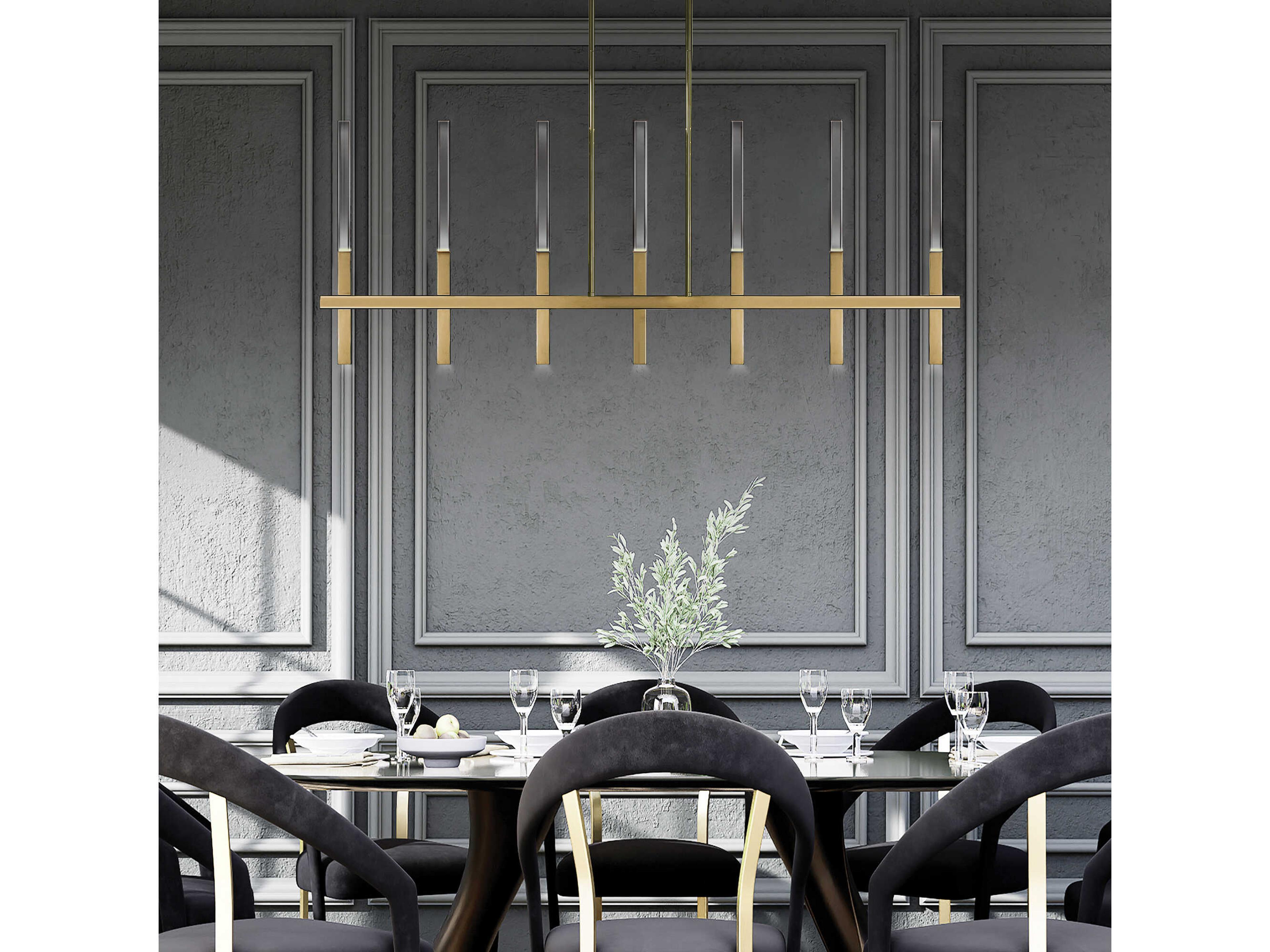Eurofase Benicio 7-Light Gold Geometric Linear Island Pendant