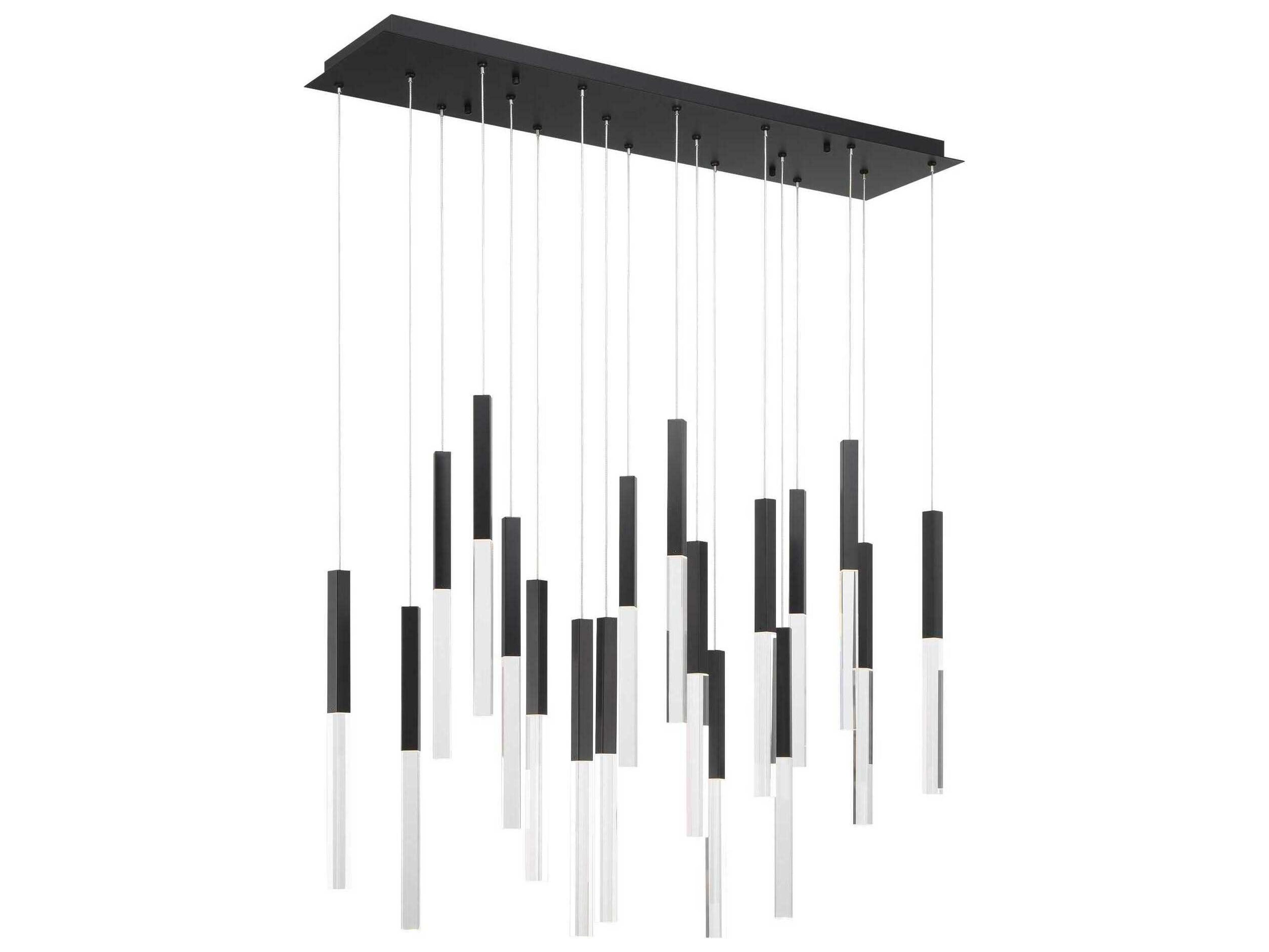 Eurofase Benicio 18-Light Black Geometric Linear Island Pendant