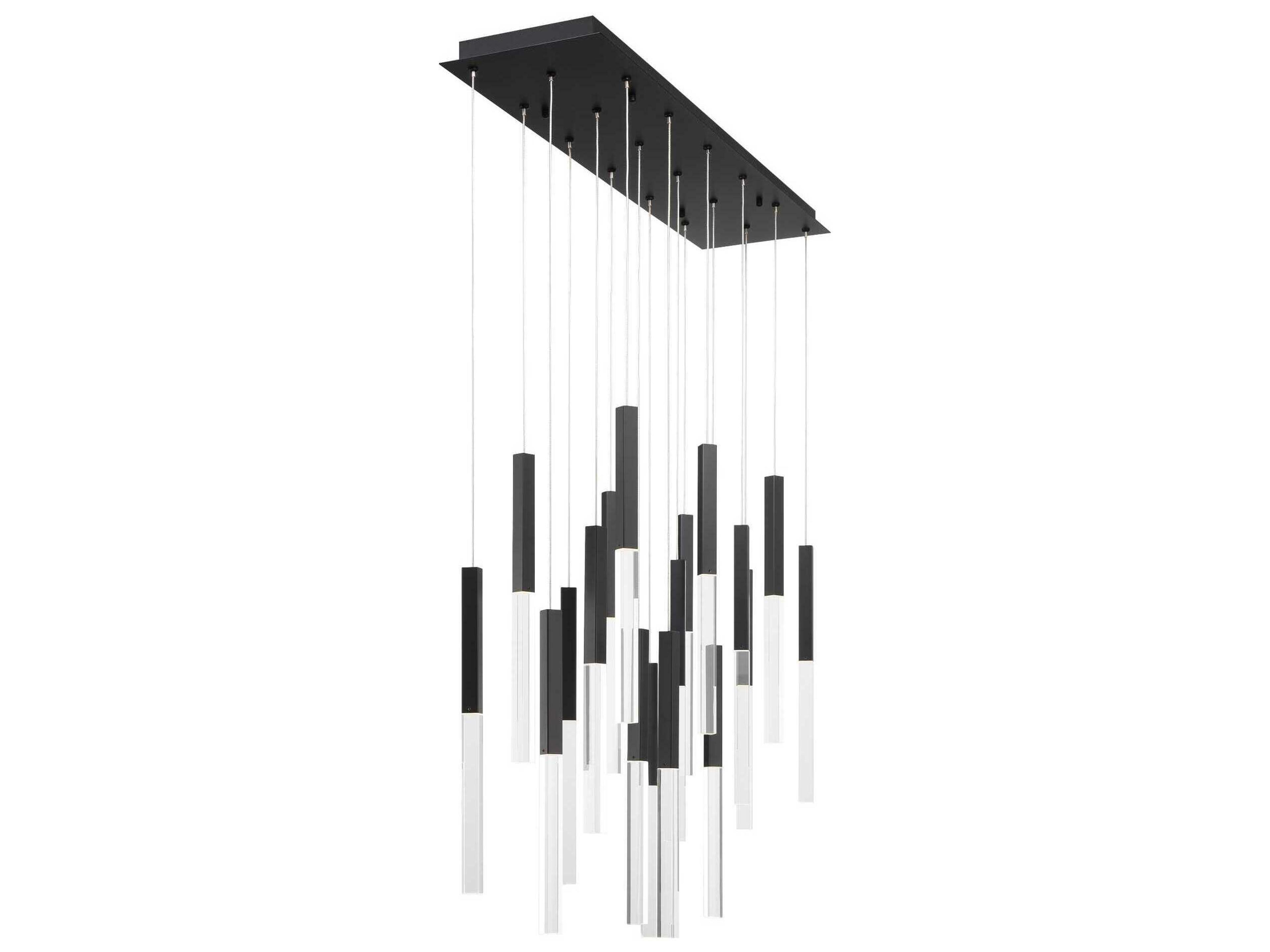 Eurofase Benicio 18-Light Black Geometric Linear Island Pendant
