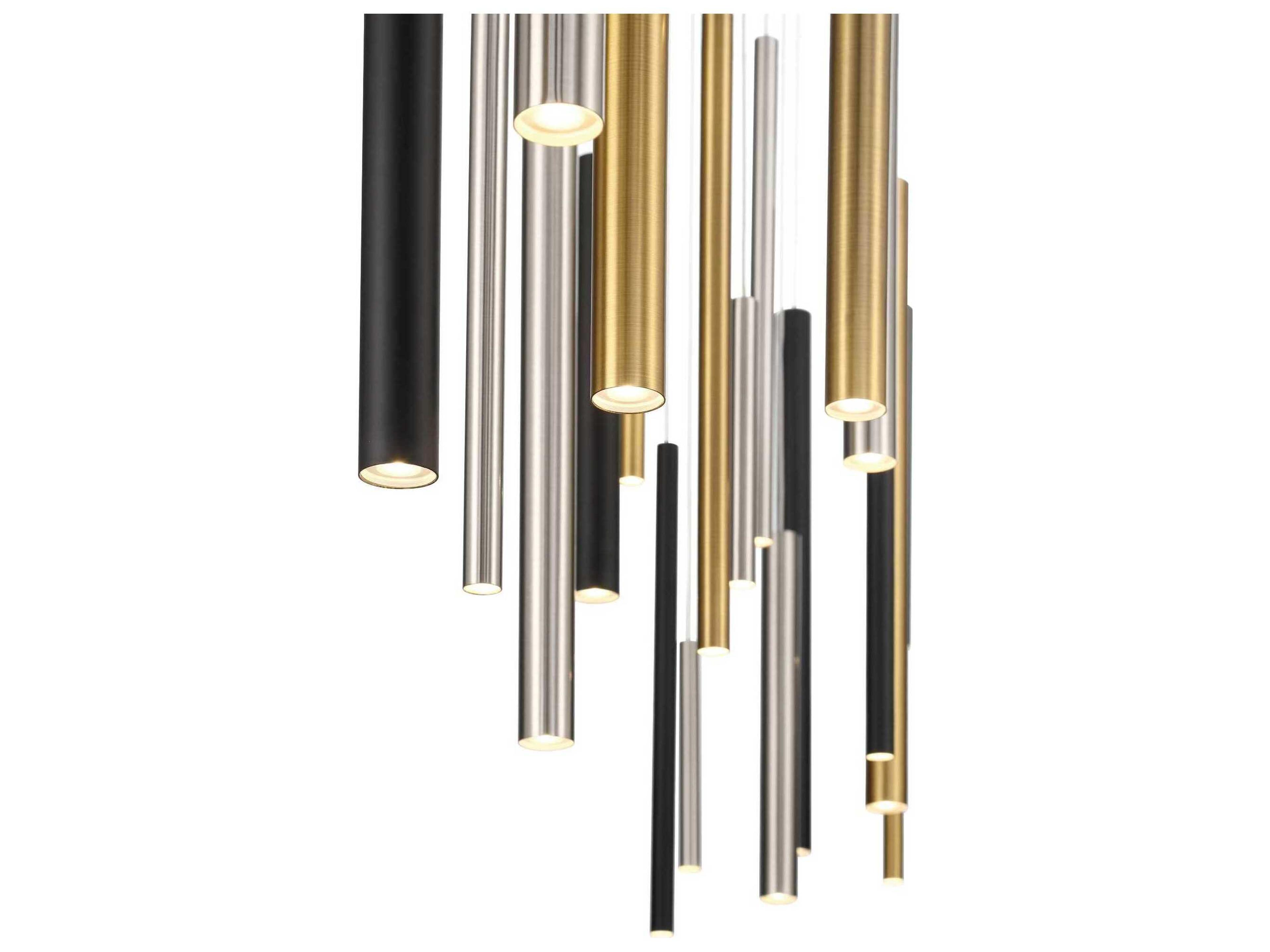 Eurofase Santana 30-Light Black Nickel Gold Geometric Linear Island Pendant