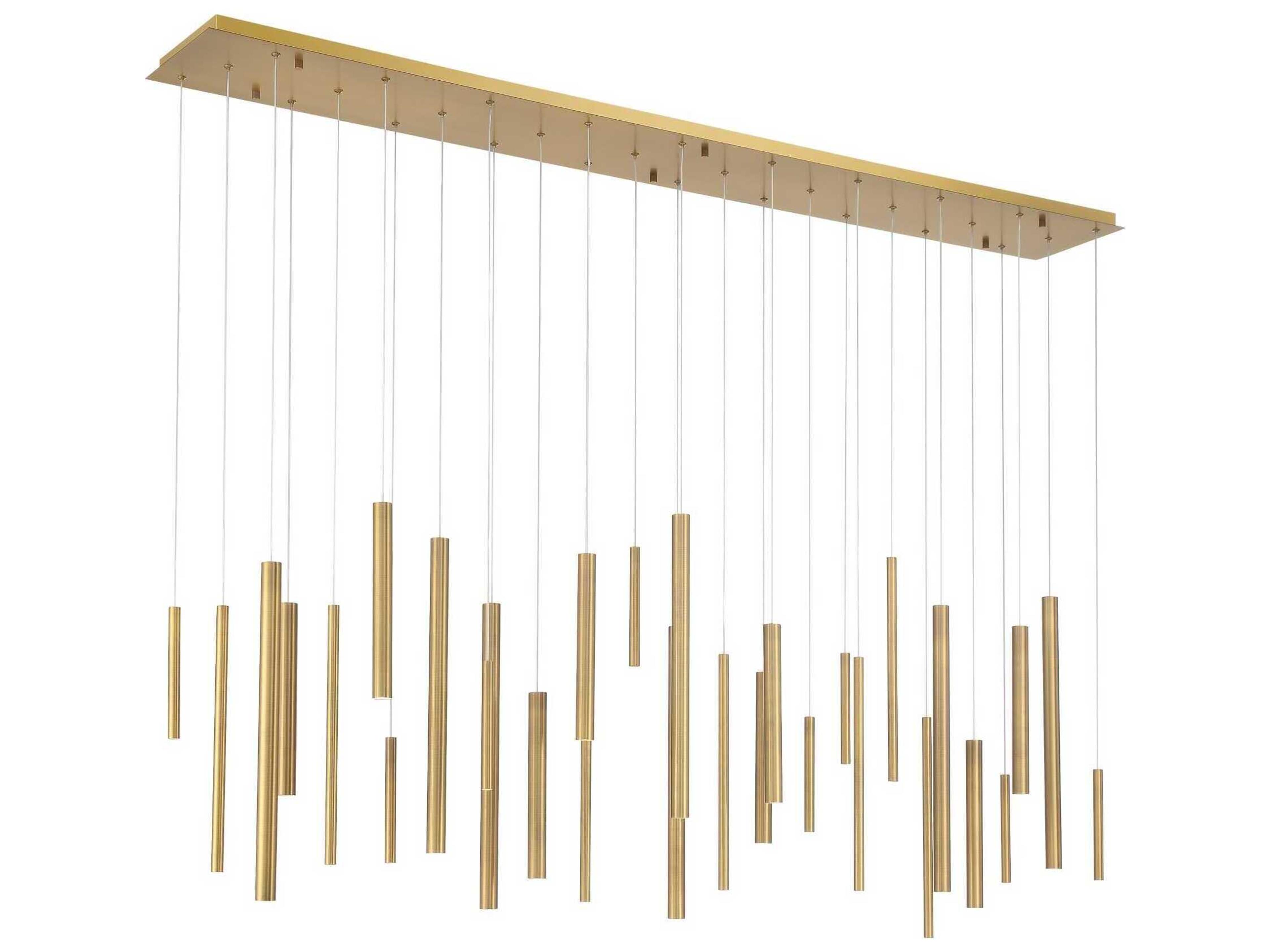 Santana 30-Light Brass Geometric Linear Island Pendant