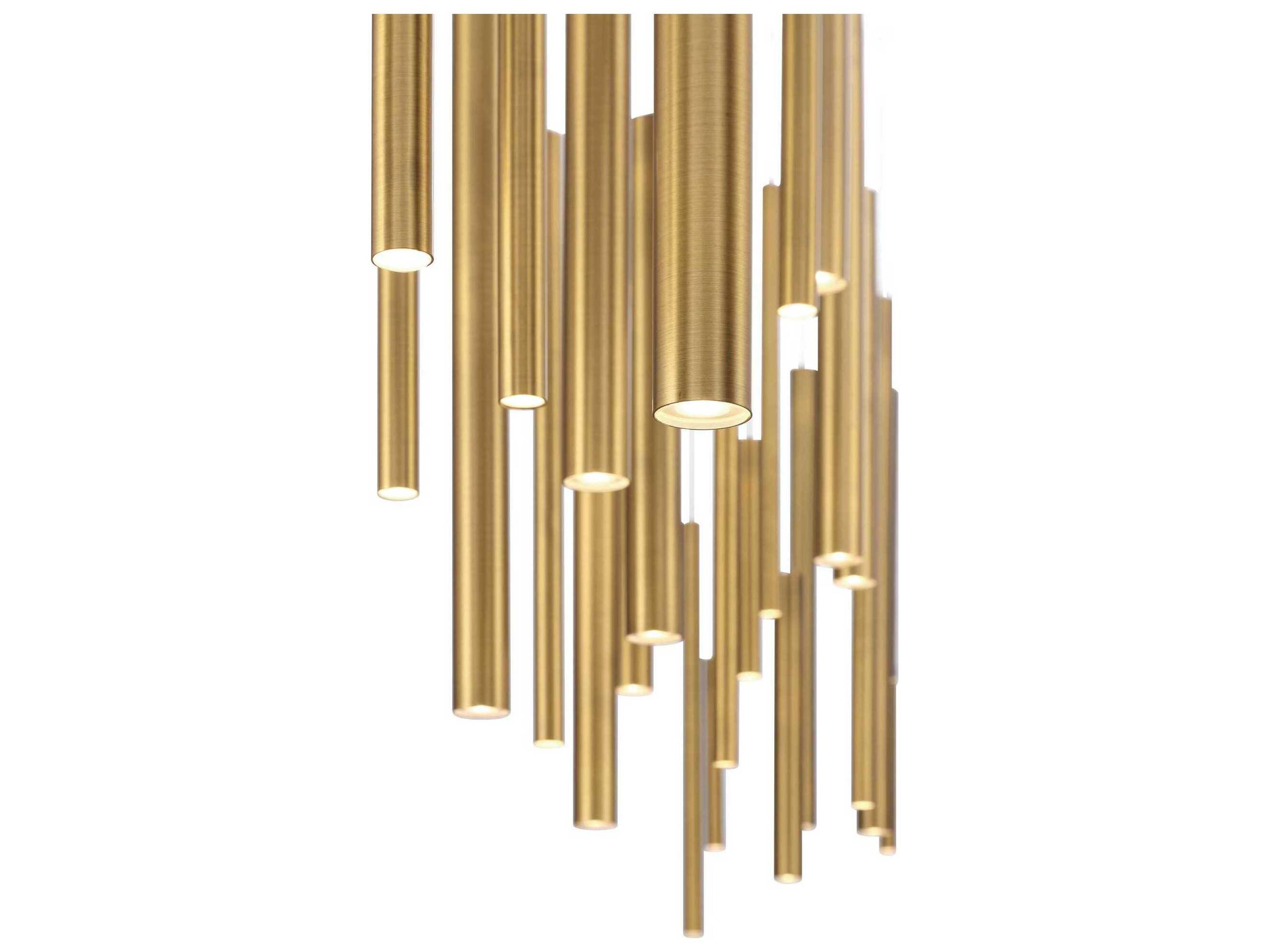 Eurofase Santana 30-Light Brass Geometric Linear Island Pendant