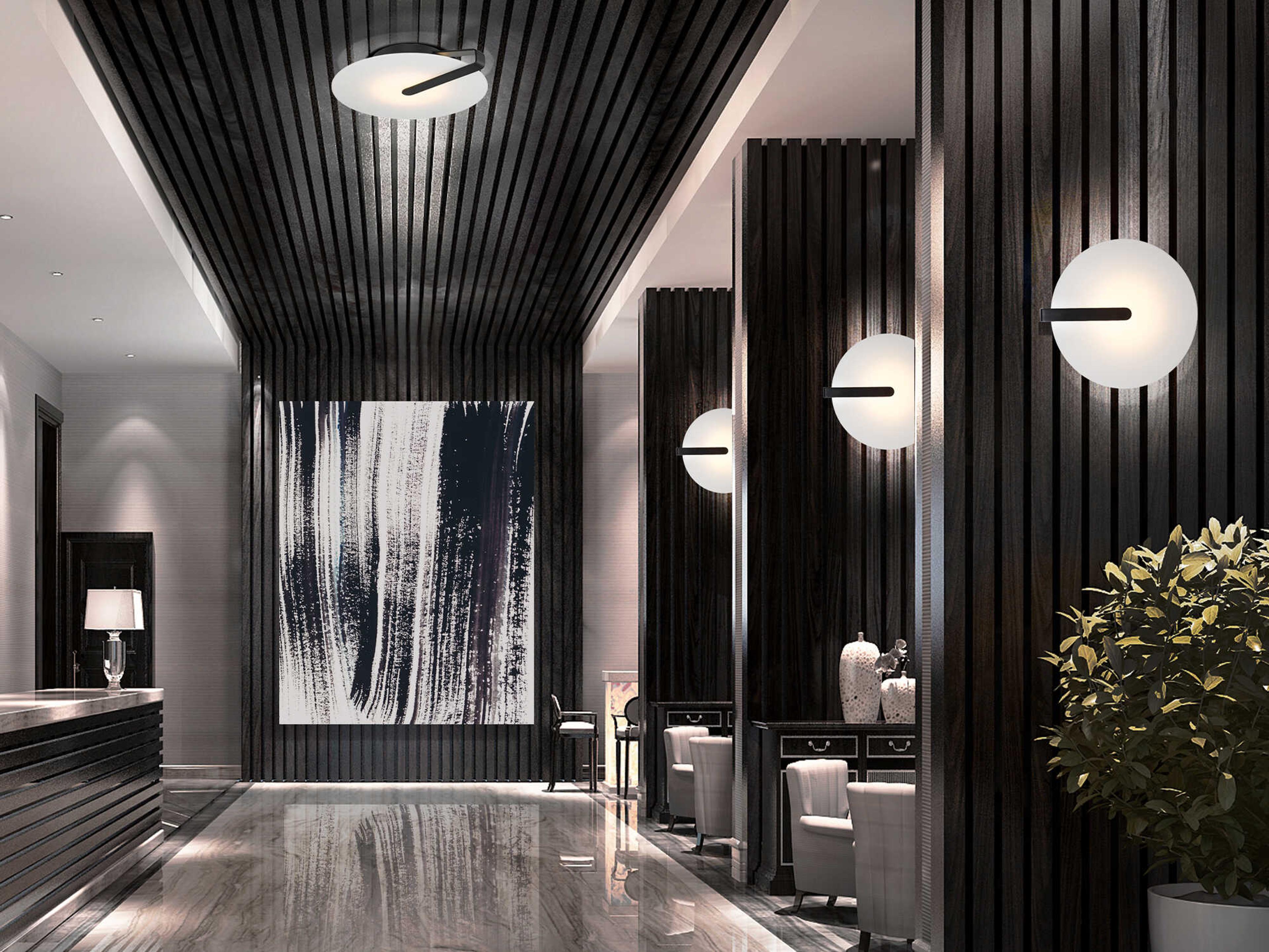 Eurofase Nuvola 1-Light Black White Round Flush Mount