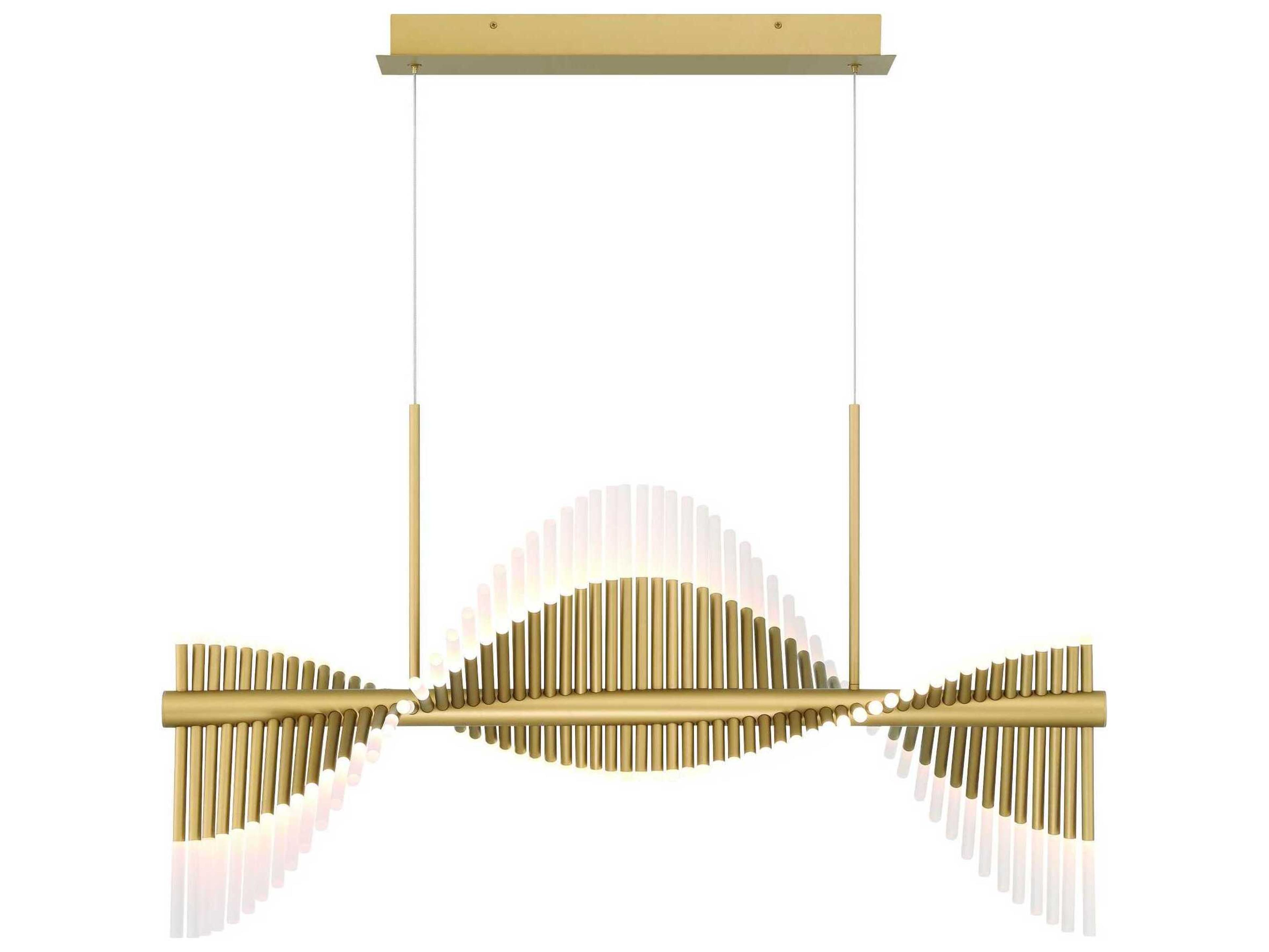 Voltik 120-Light Gold Geometric Linear Island Pendant
