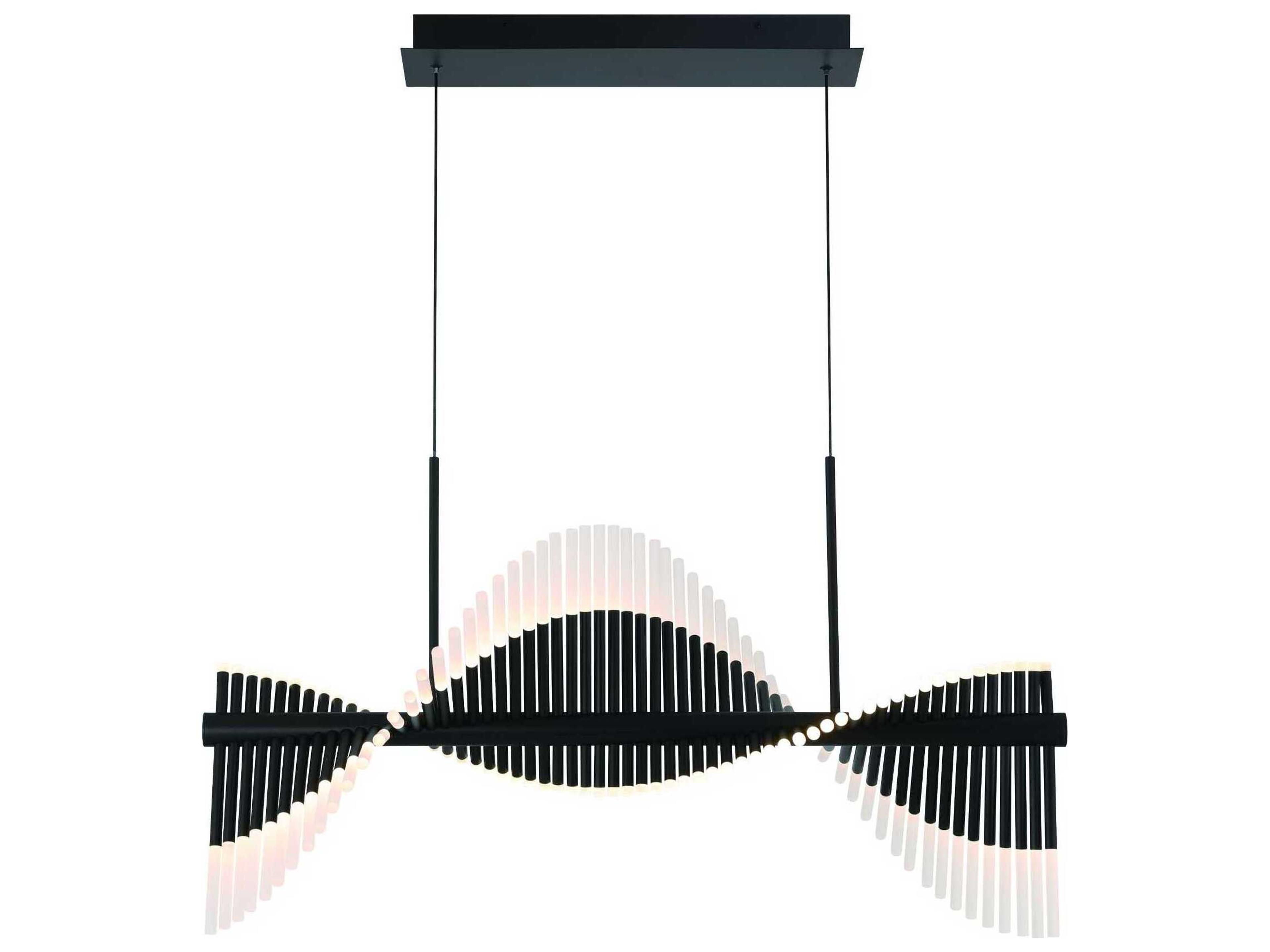 Eurofase Voltik 120-Light Black Geometric Linear Island Pendant