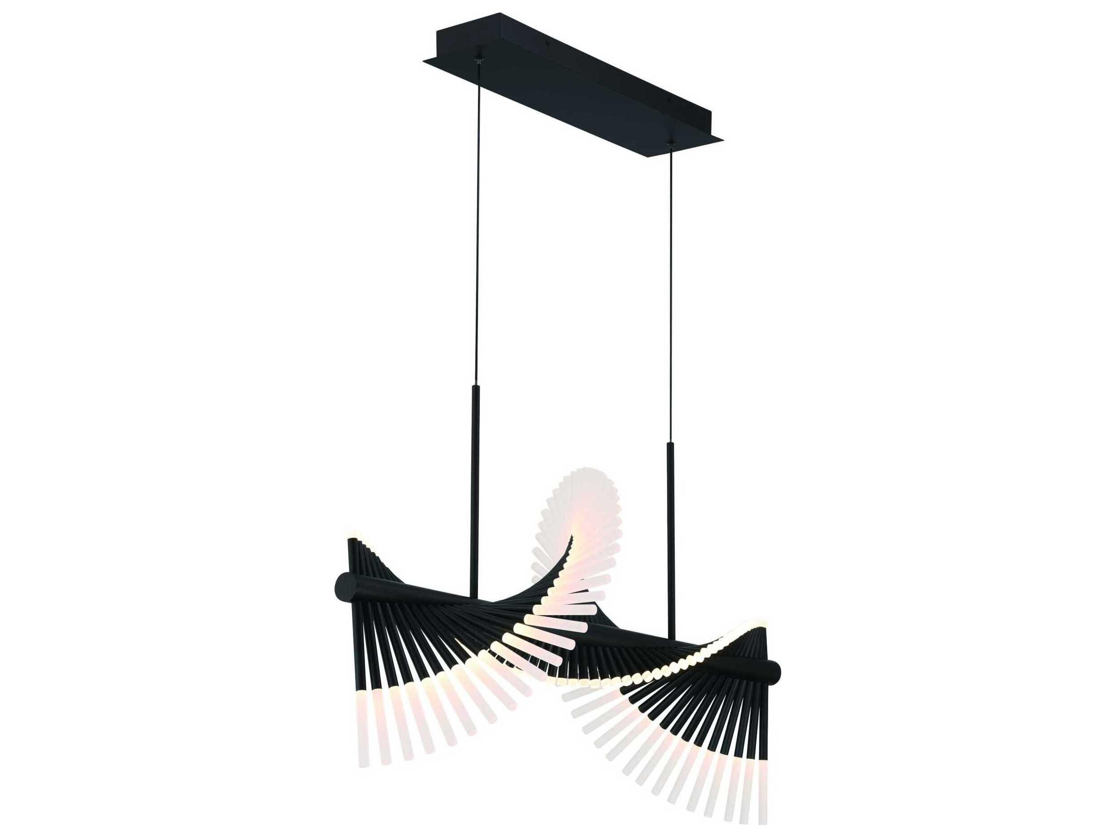 Eurofase Voltik 120-Light Black Geometric Linear Island Pendant