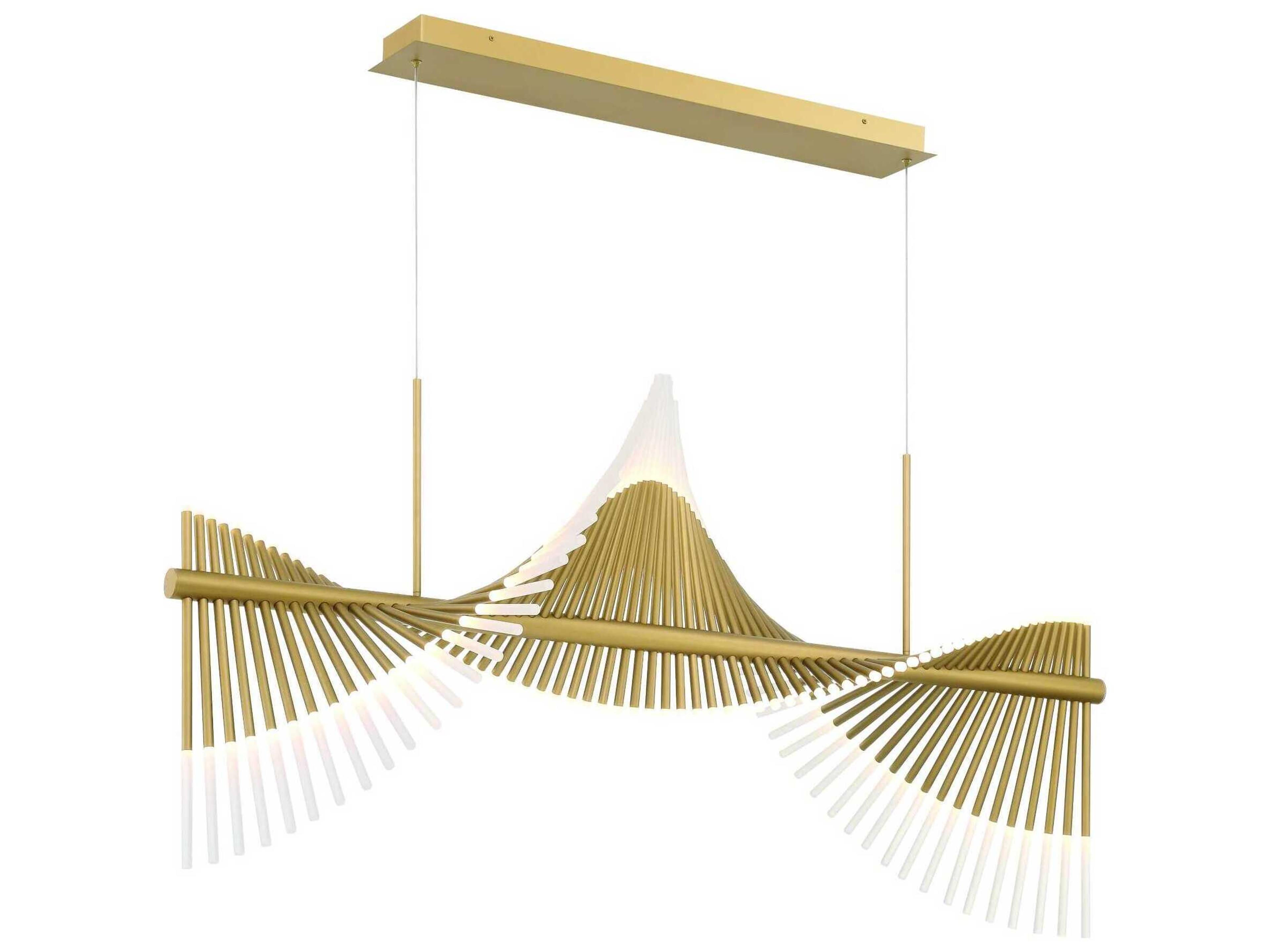Eurofase Voltik 144-Light Gold Geometric Linear Island Pendant