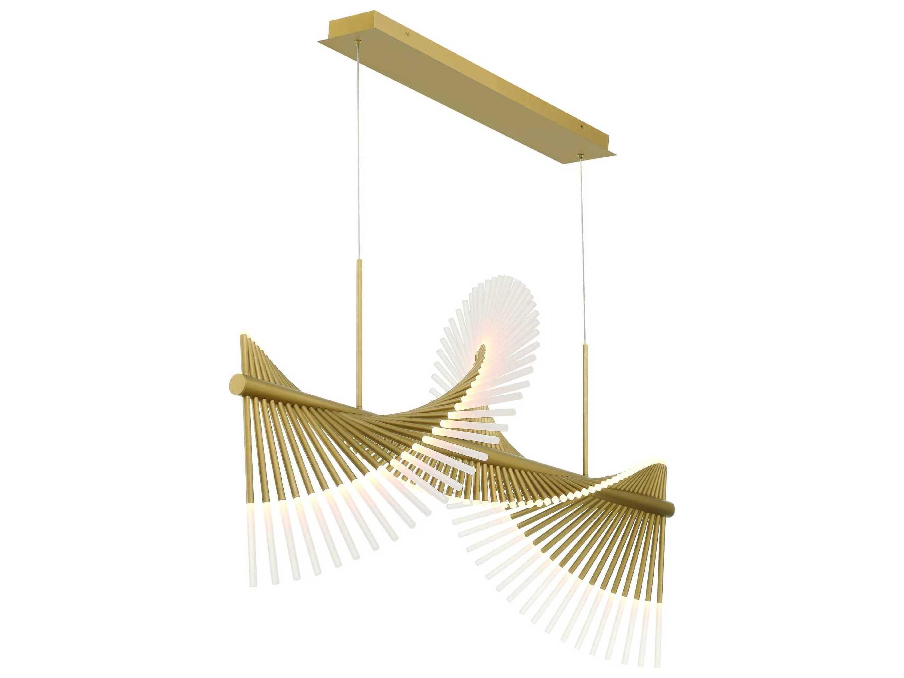 Eurofase Voltik 144-Light Gold Geometric Linear Island Pendant