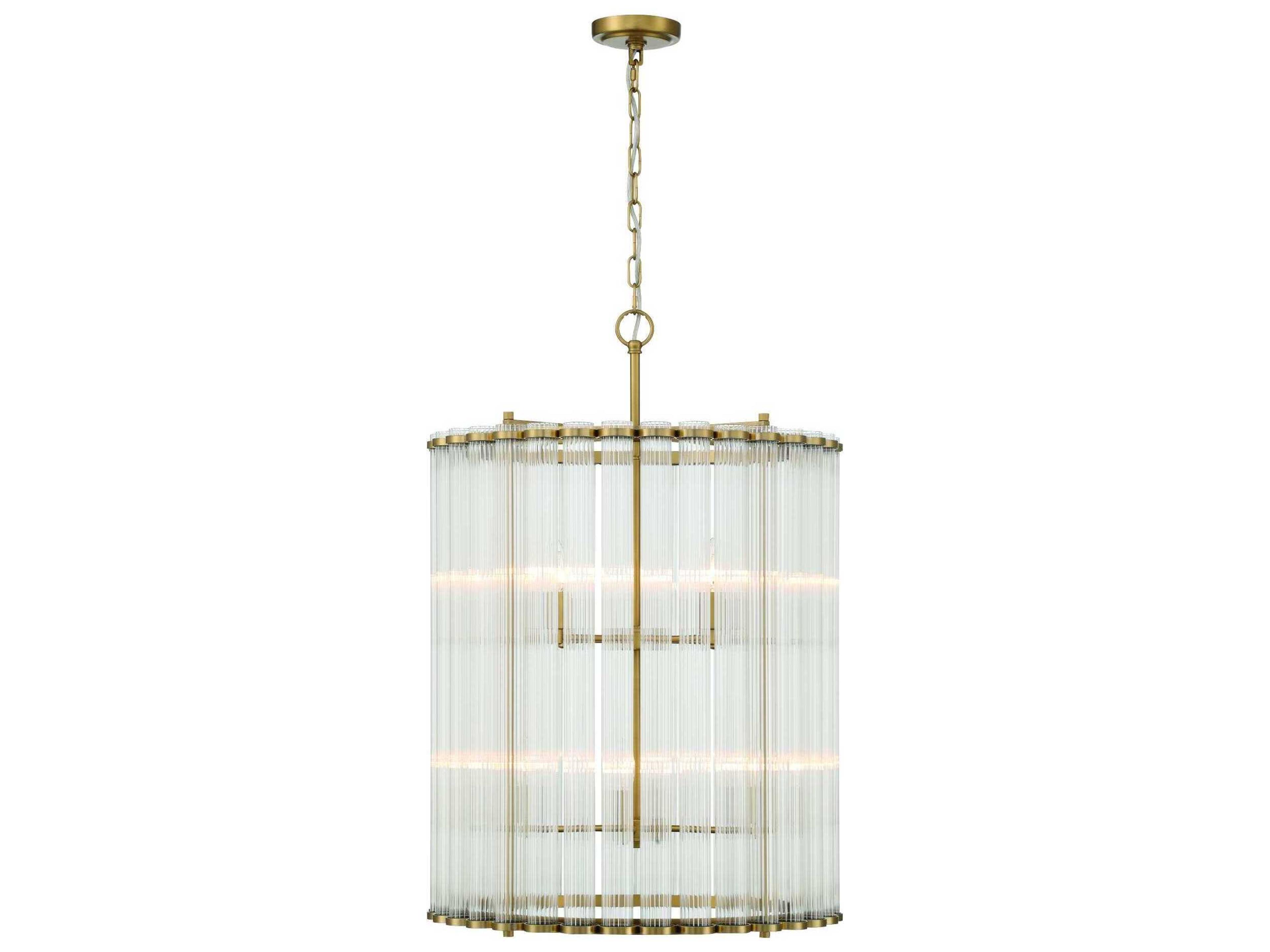 Glasbury 8-Light Gold Cylinder Pendant