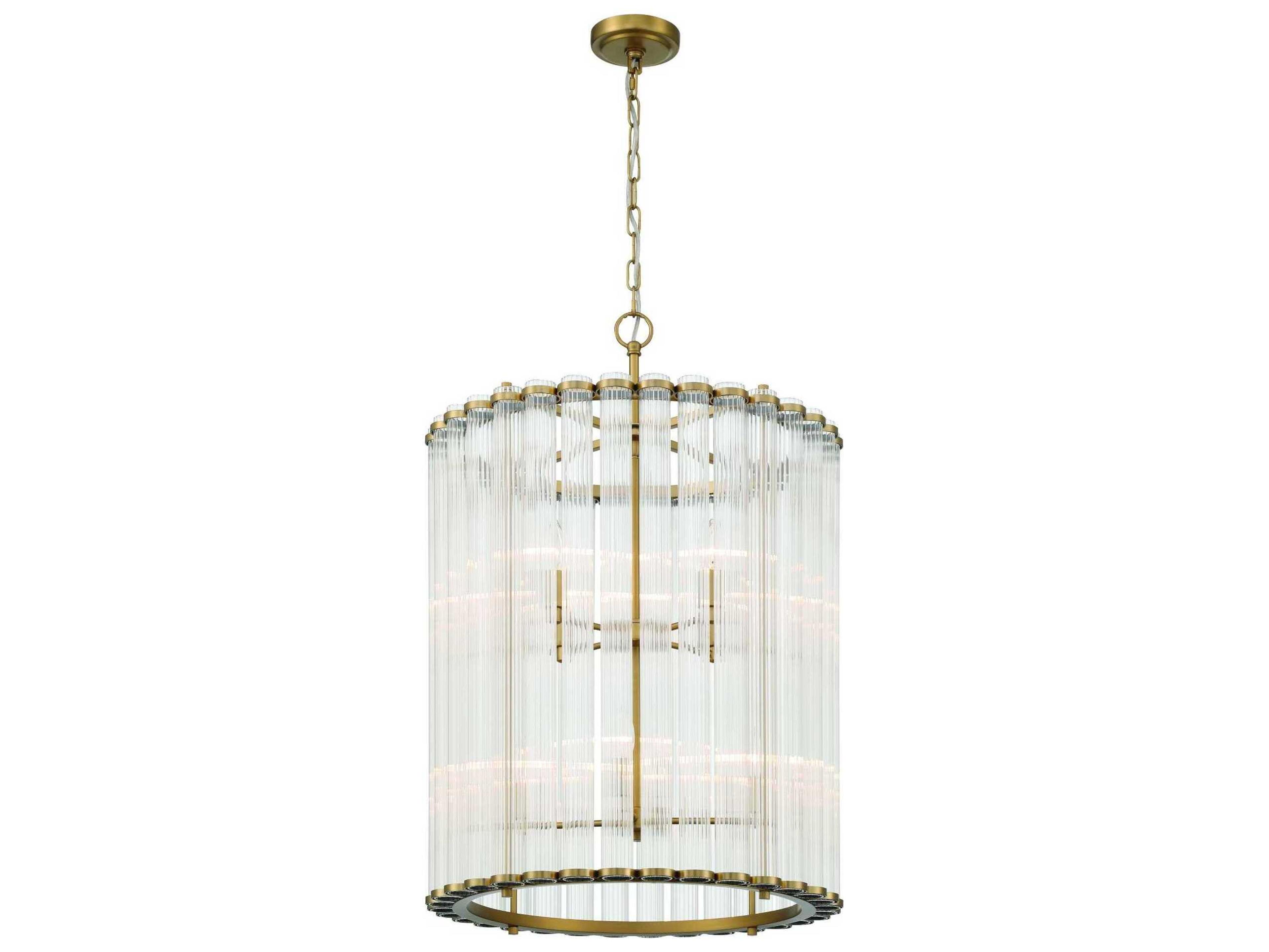 Eurofase Glasbury 8-Light Gold Cylinder Pendant